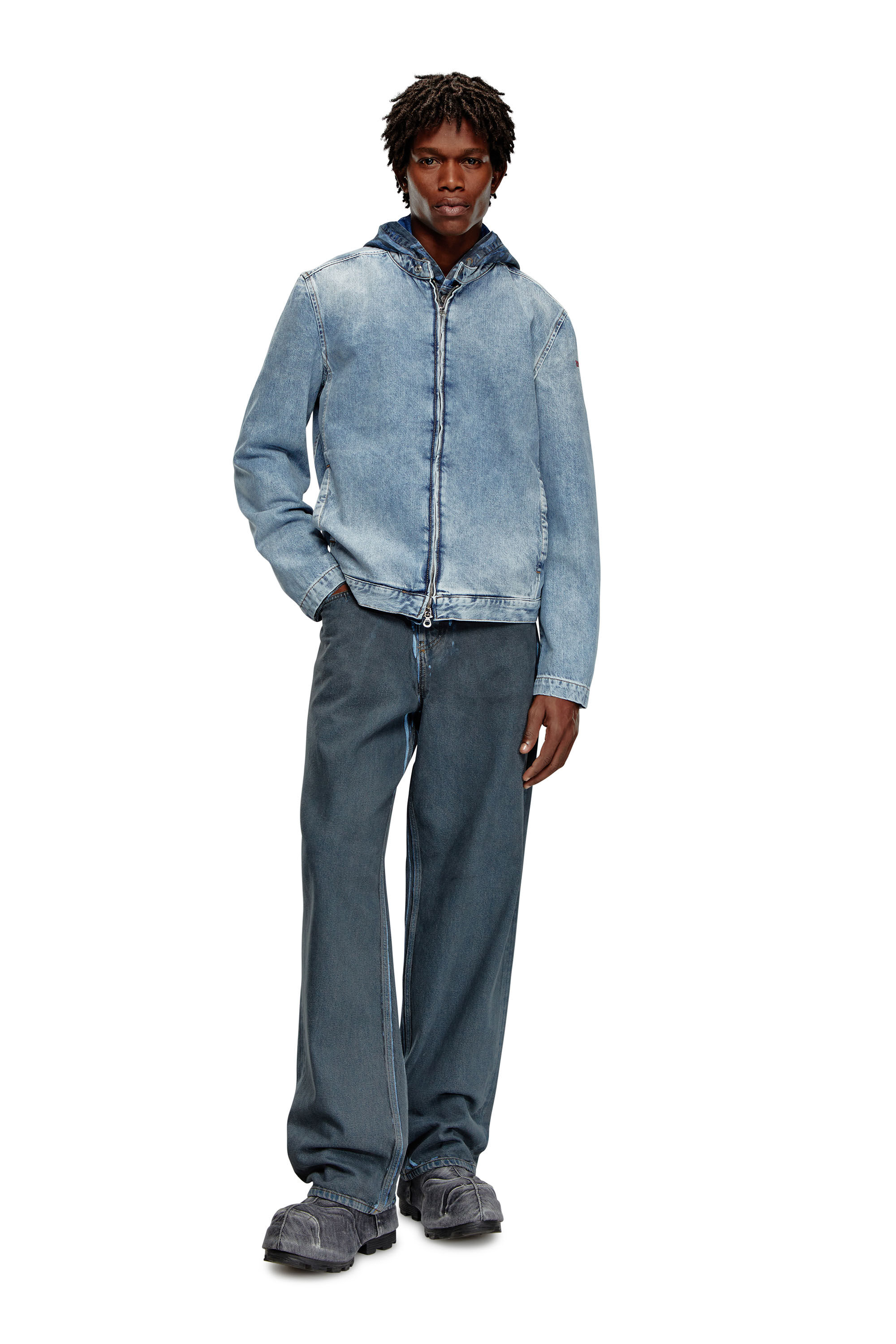 Diesel - D-GLORY, Veste zippée en denim Homme in Bleu - 1