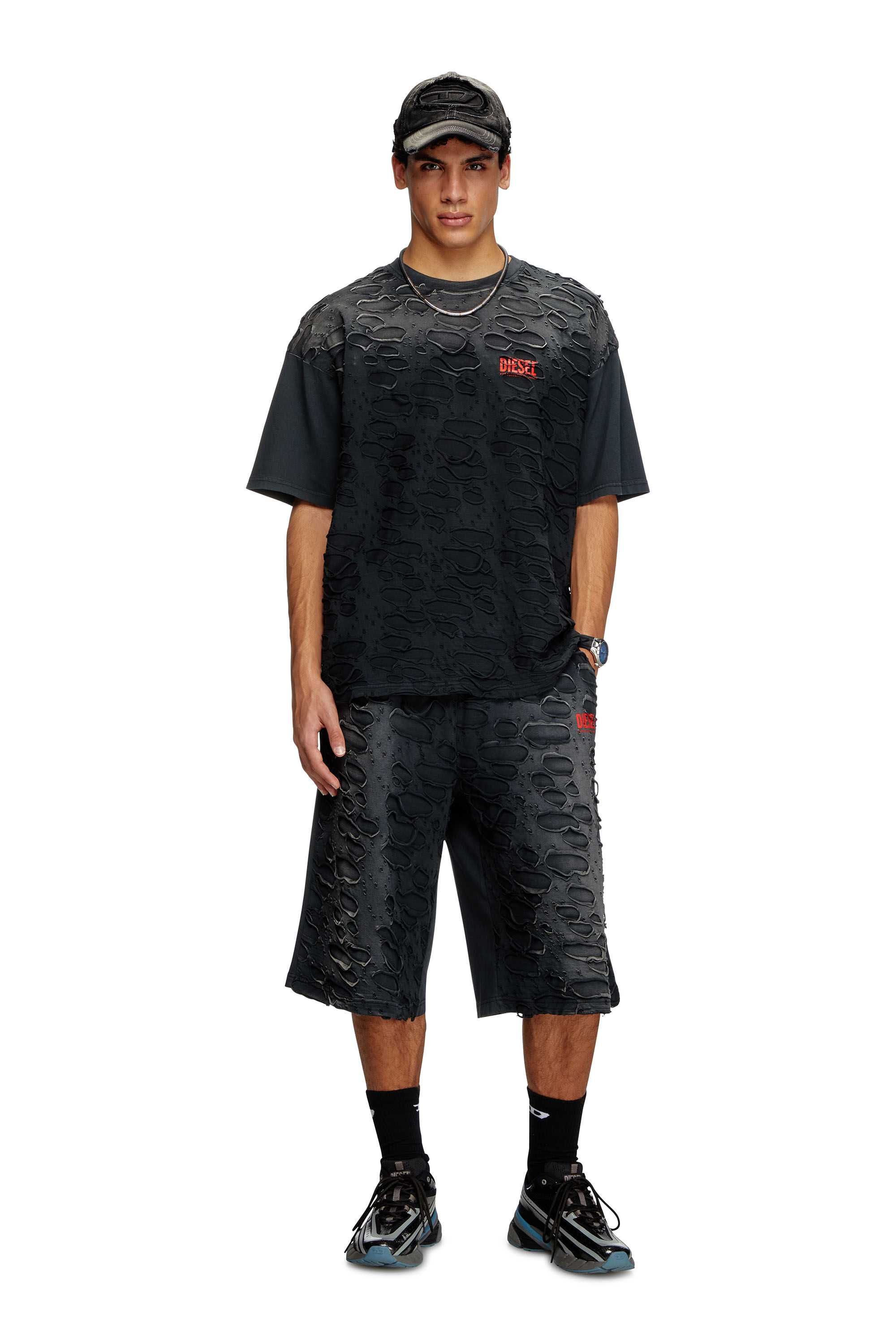 Men's T-shirt with hole detail | Black | Diesel