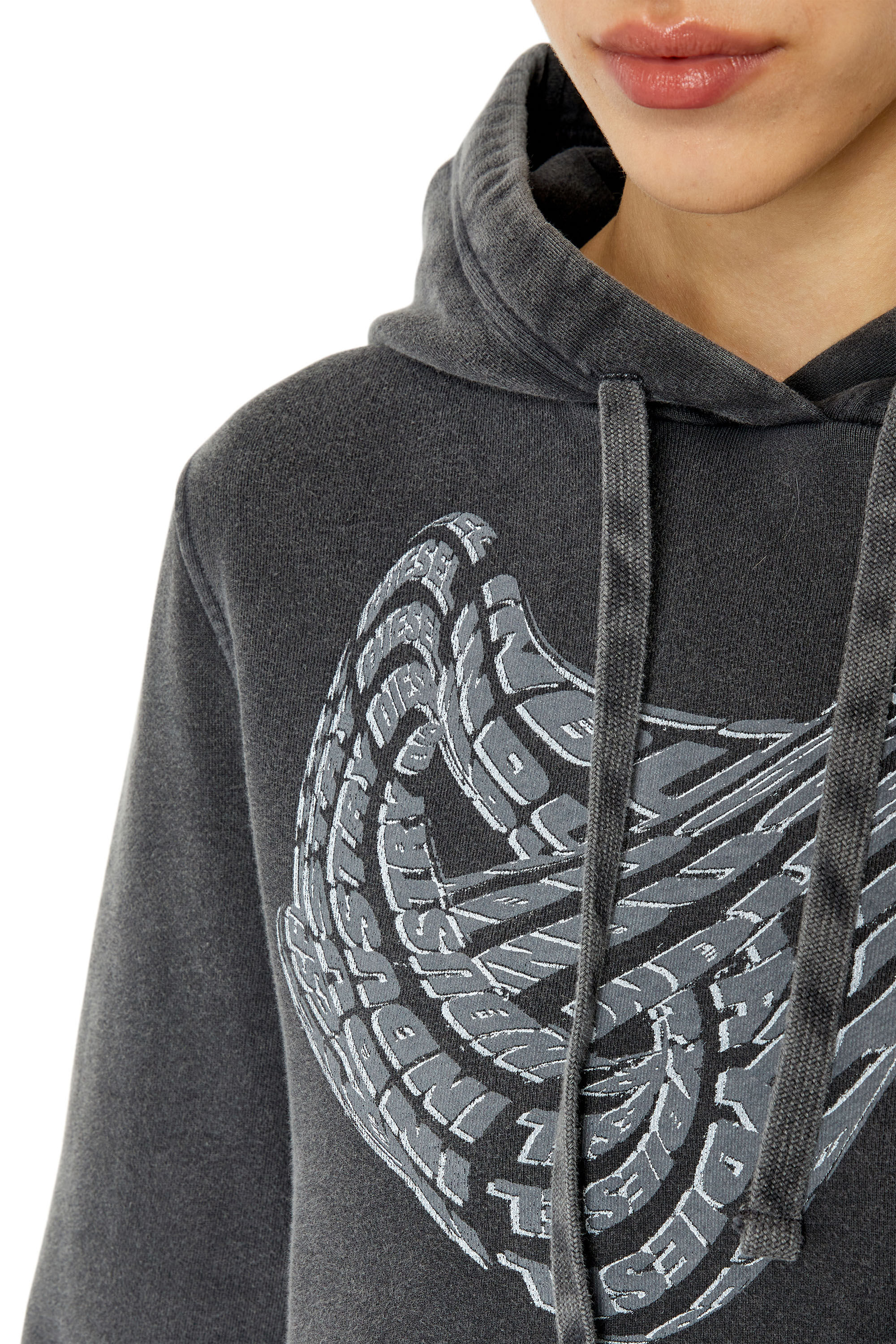 F-SLIMMY-HOOD-G1 Woman: Hoodie with torus logo print | Diesel