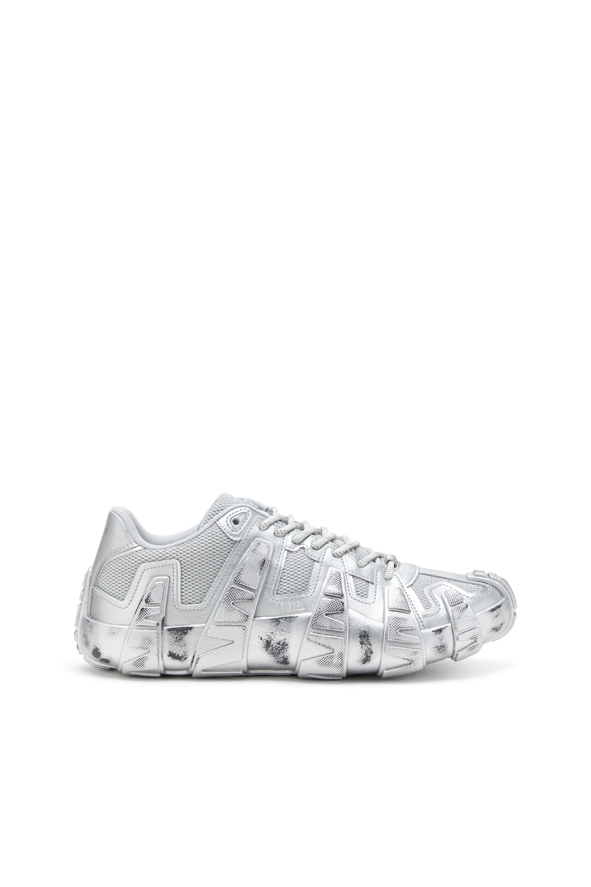Diesel - S-D-GRIFFE LOW, Male's S-D-Griffe-Metallic sneakers in mesh and PU in Silver - 1