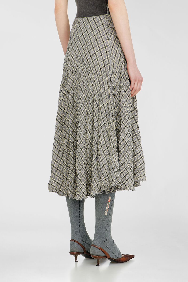 Midi skirt in seersucker-effect check