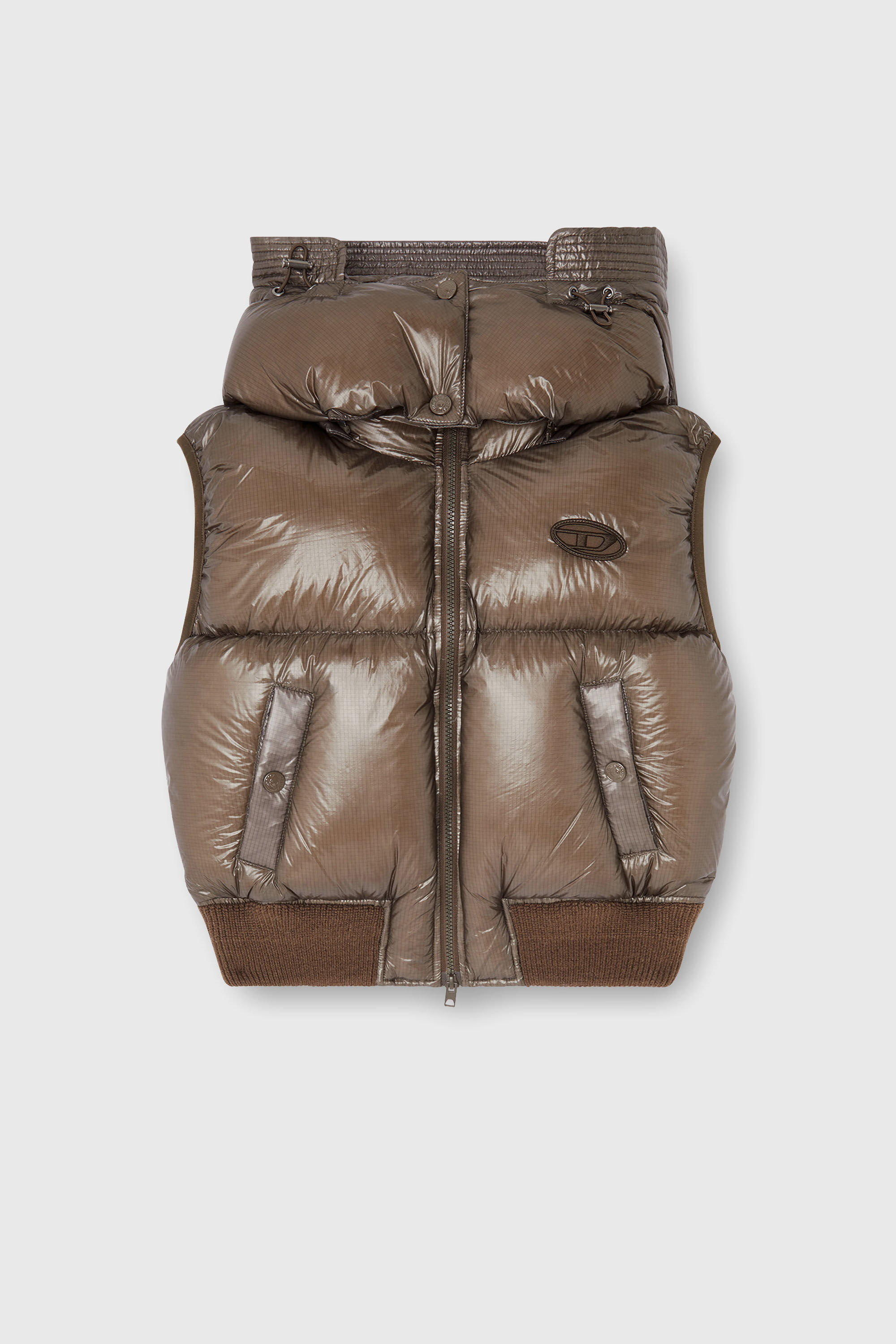 Women's Down vest in ripstop with detachable hood | Brown | Diesel