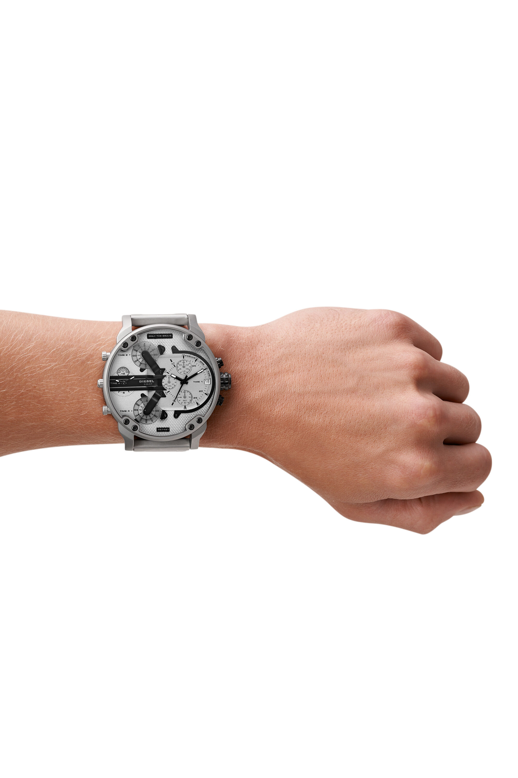 Diesel - DZ7421, Male's Mr. Daddy 2.0 chronograph stainless steel watch in Silver/Black - 3