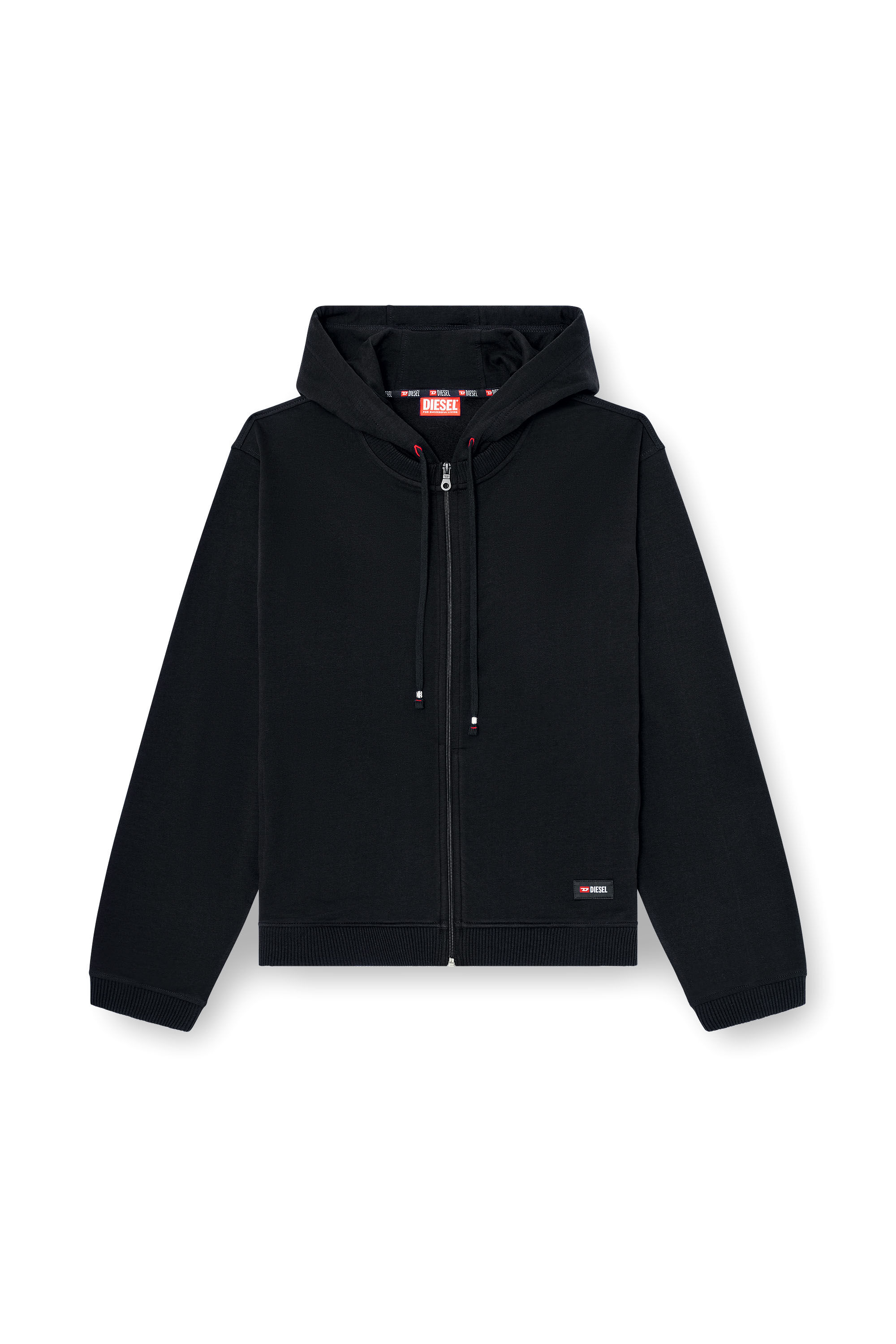 Men's Hoodie in peached cotton blend | Black | Diesel