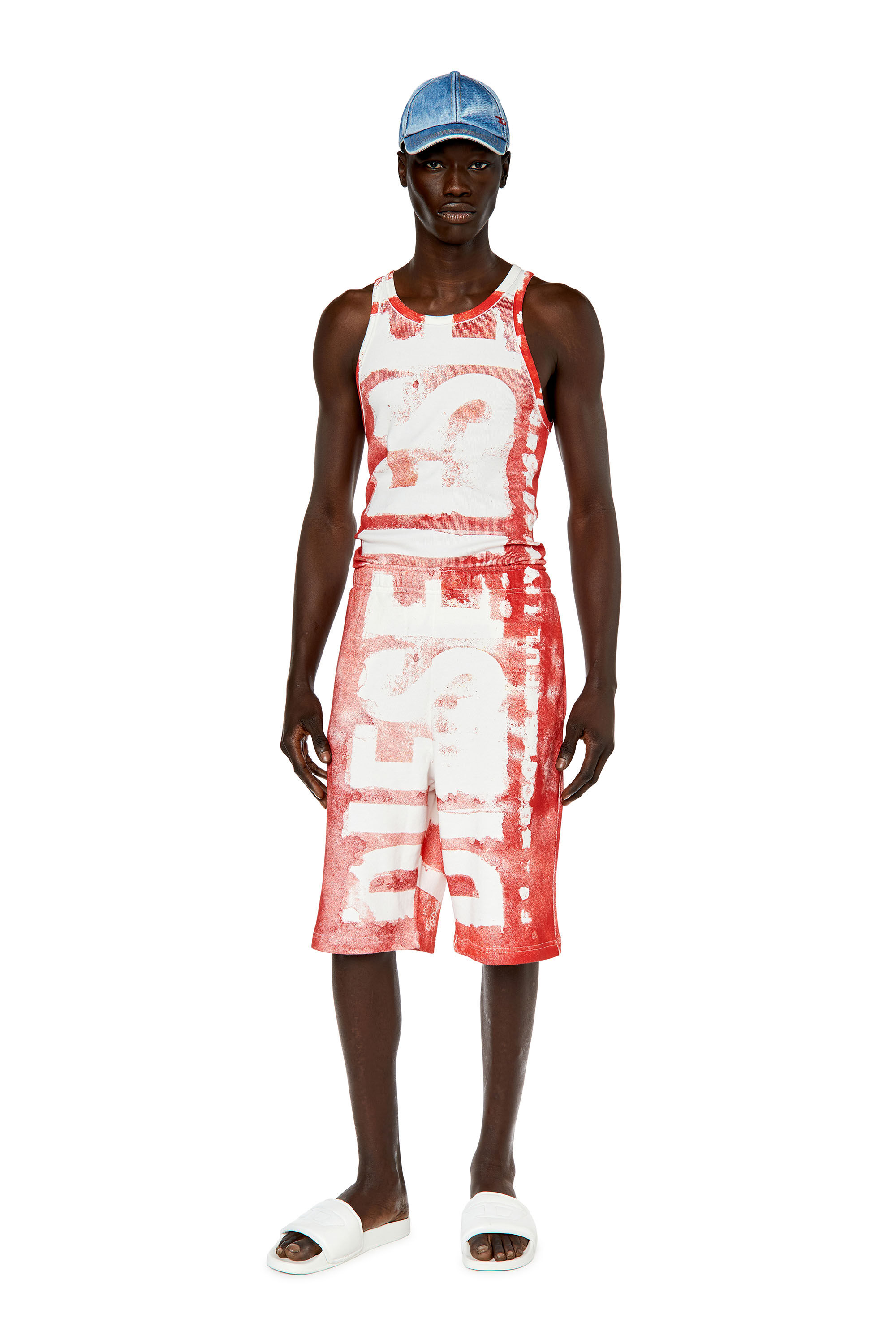 Diesel - T-LIFT-G1, Débardeur avec logo effet délavé Homme in Rouge - 1