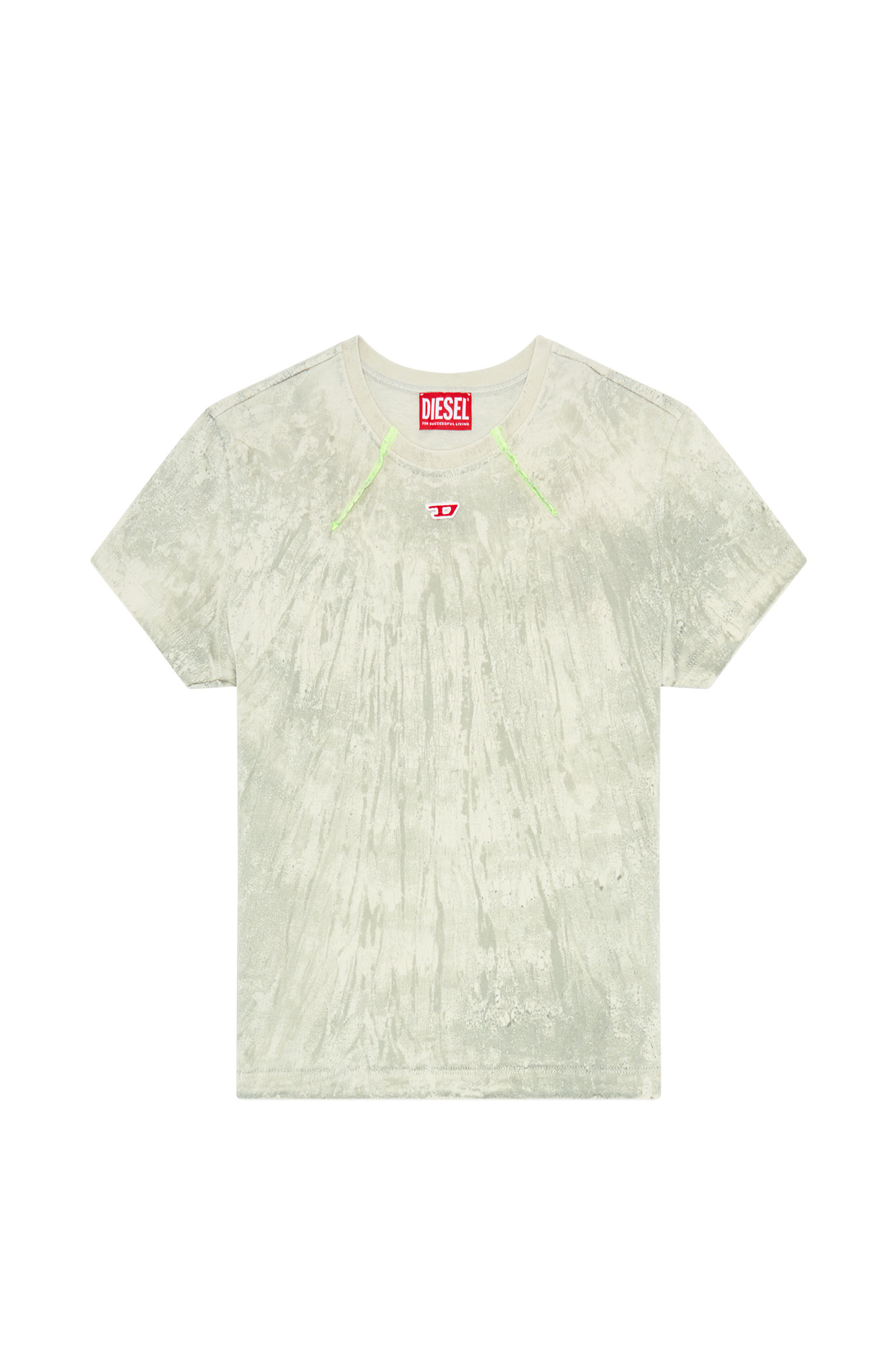 Diesel - T-UNCUTIE-LONG-N11, T-shirt en jersey marbré avec empiècement D Femme in Blanc - 2