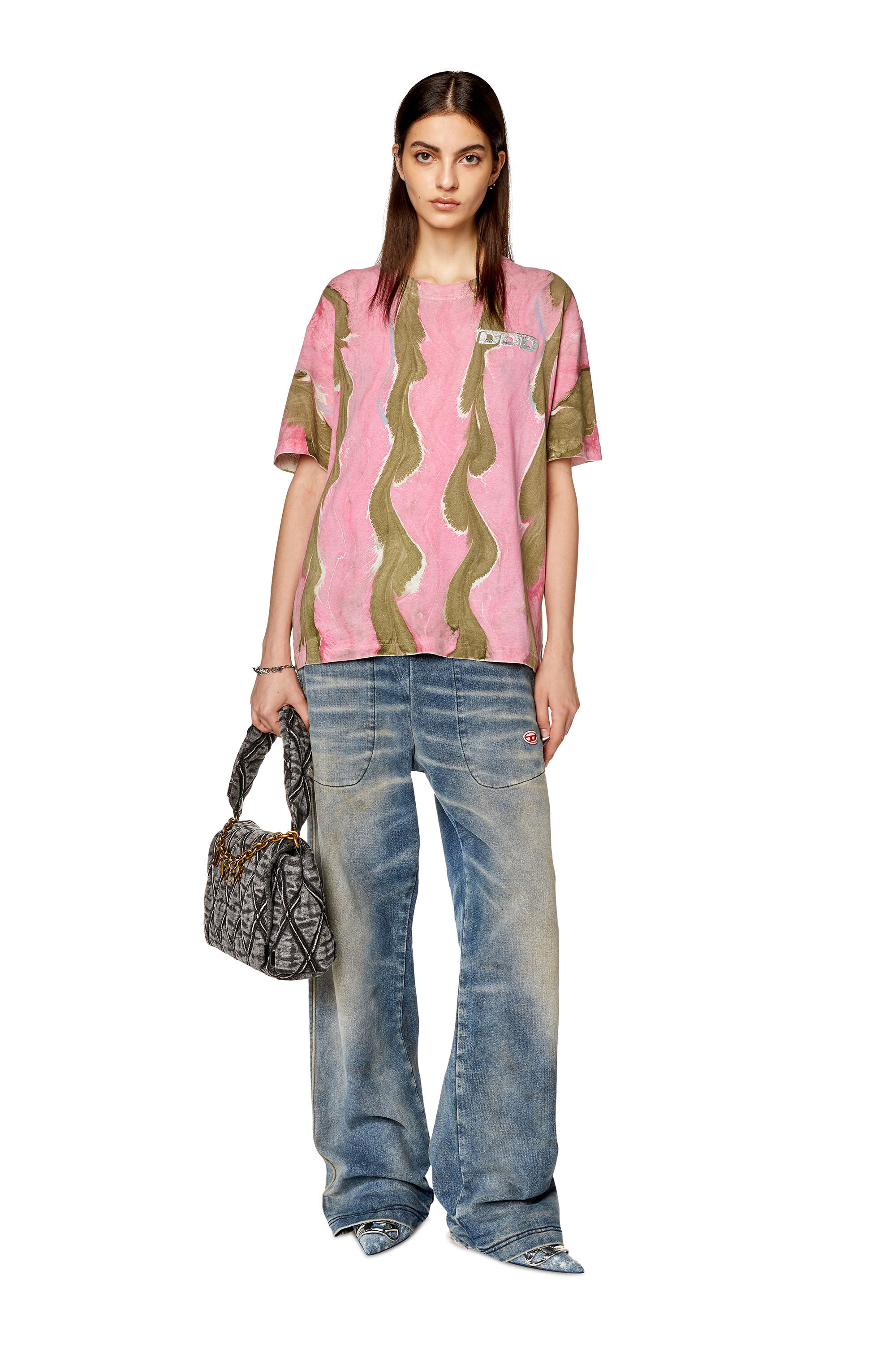 Diesel - T-DANNY-L3, Camiseta con estampado espiralado Mujer in Multicolor - 1