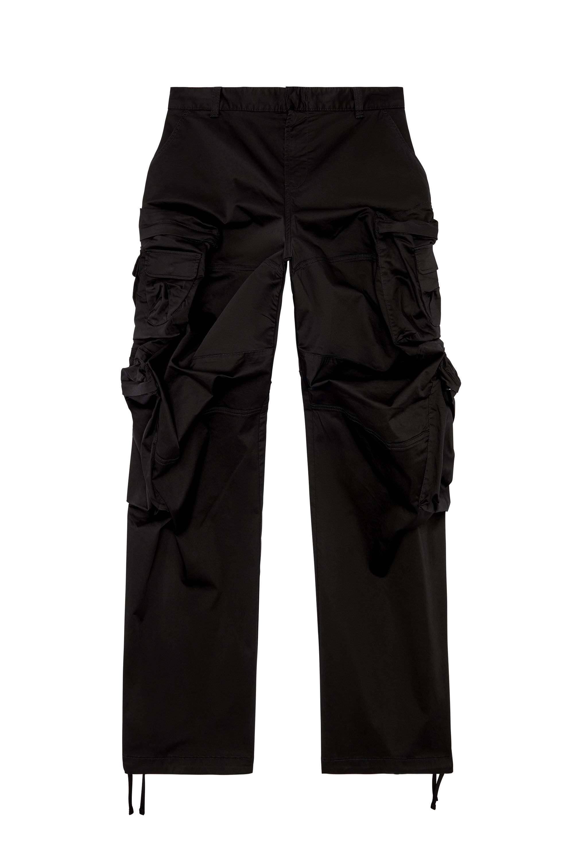 Diesel - P-HUGES-NEW, Man's Cargo pants in stretch cotton satin in Black - 2