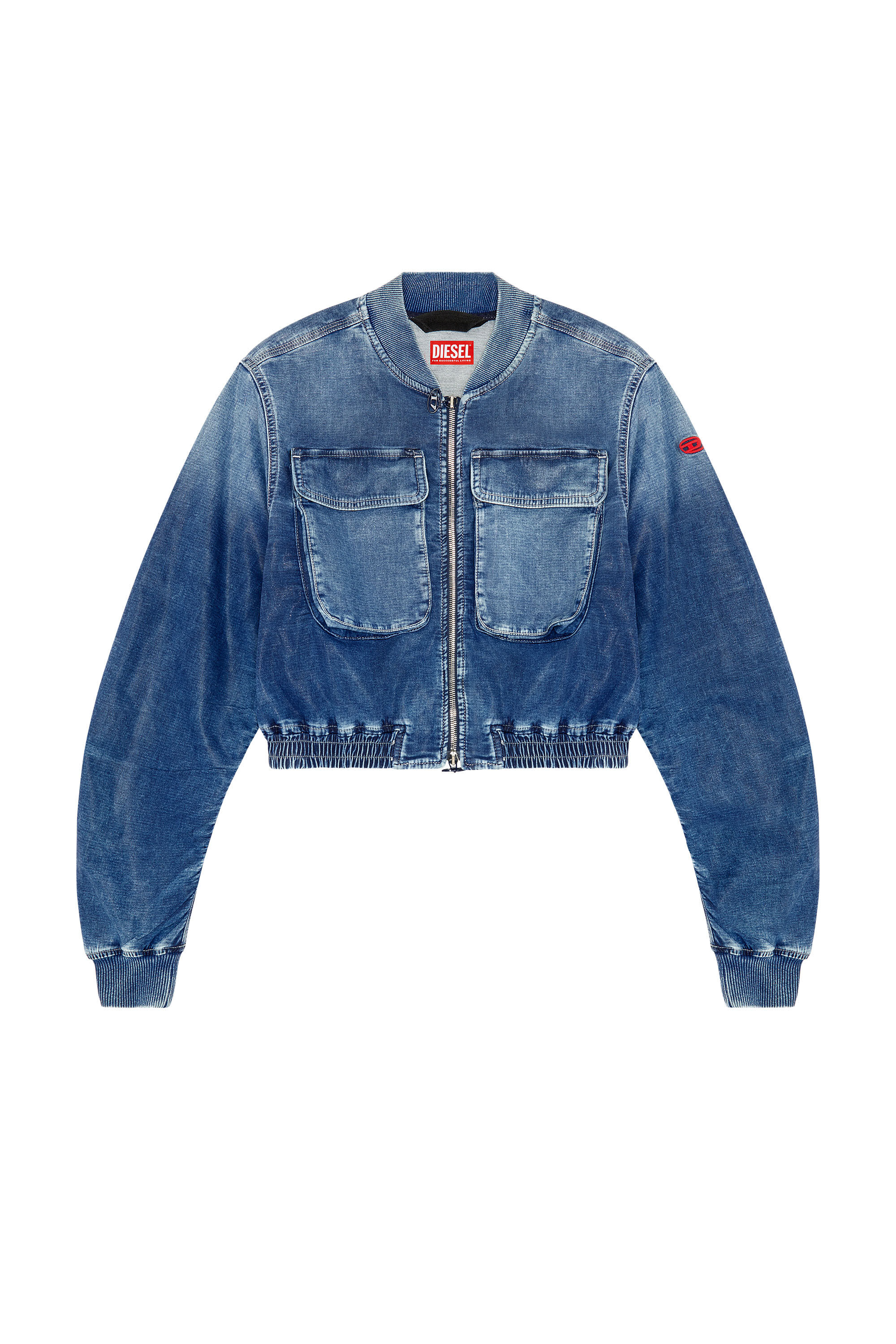 Diesel - DE-KHLO-S TRACK, Female's Bomber jacket in coated Track Denim in Medium Blue - 2