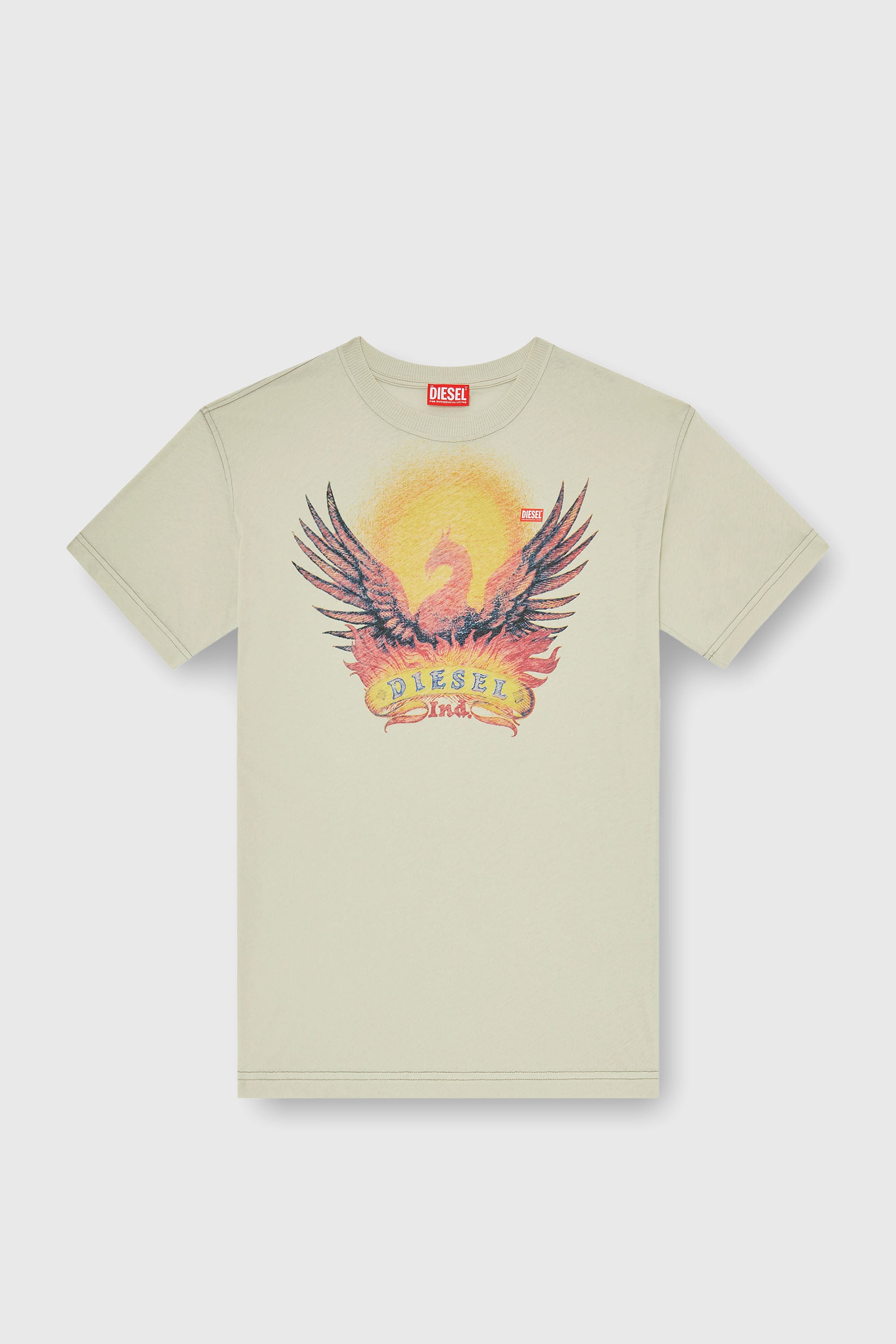 Diesel - T-NORM-AA1, Camiseta regular con estampado de f&eacute;nix Hombre in Beige - 2