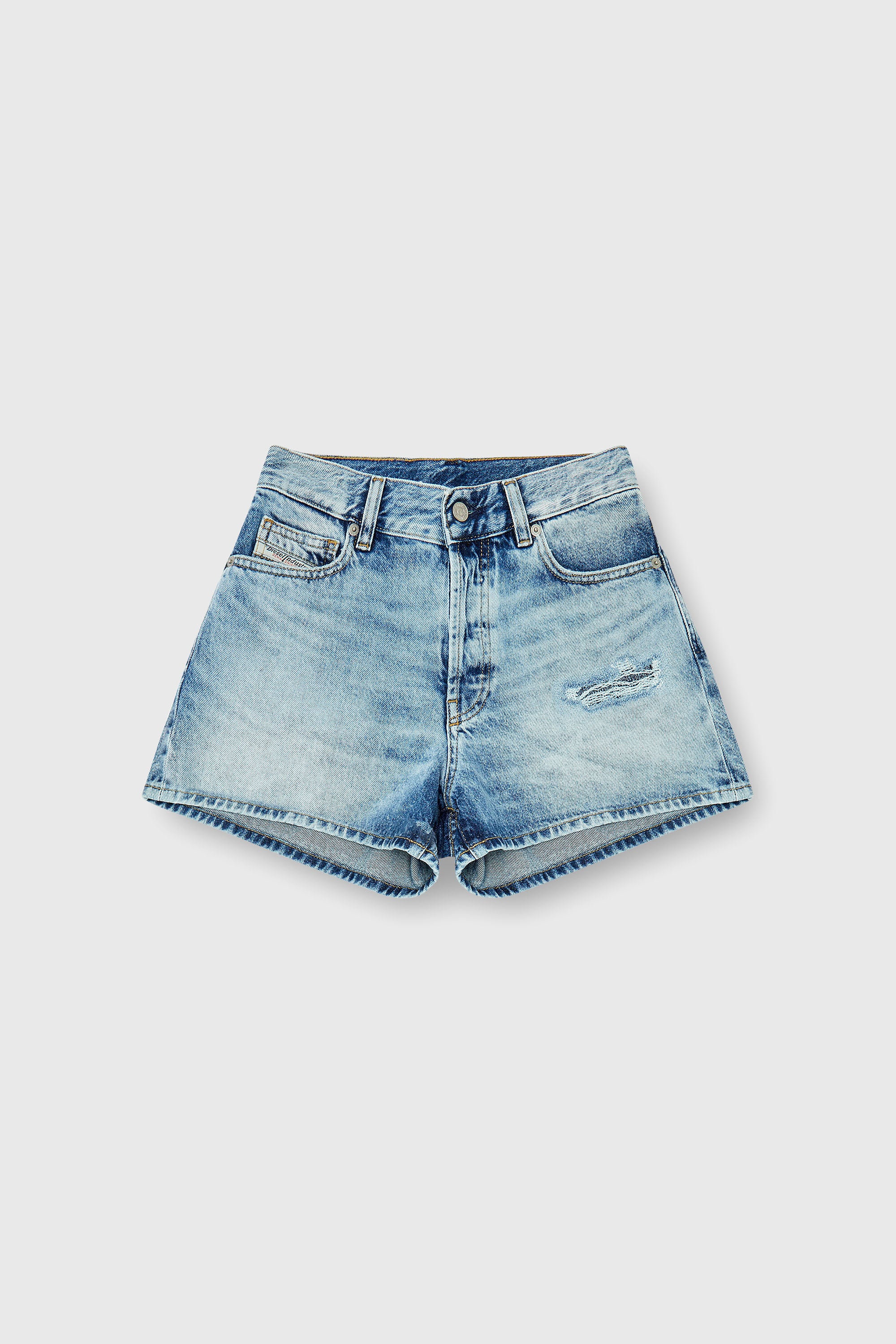 Diesel - DE-HELIOS, Woman's Shorts in fluid denim with abrasions in Light Blue - 2