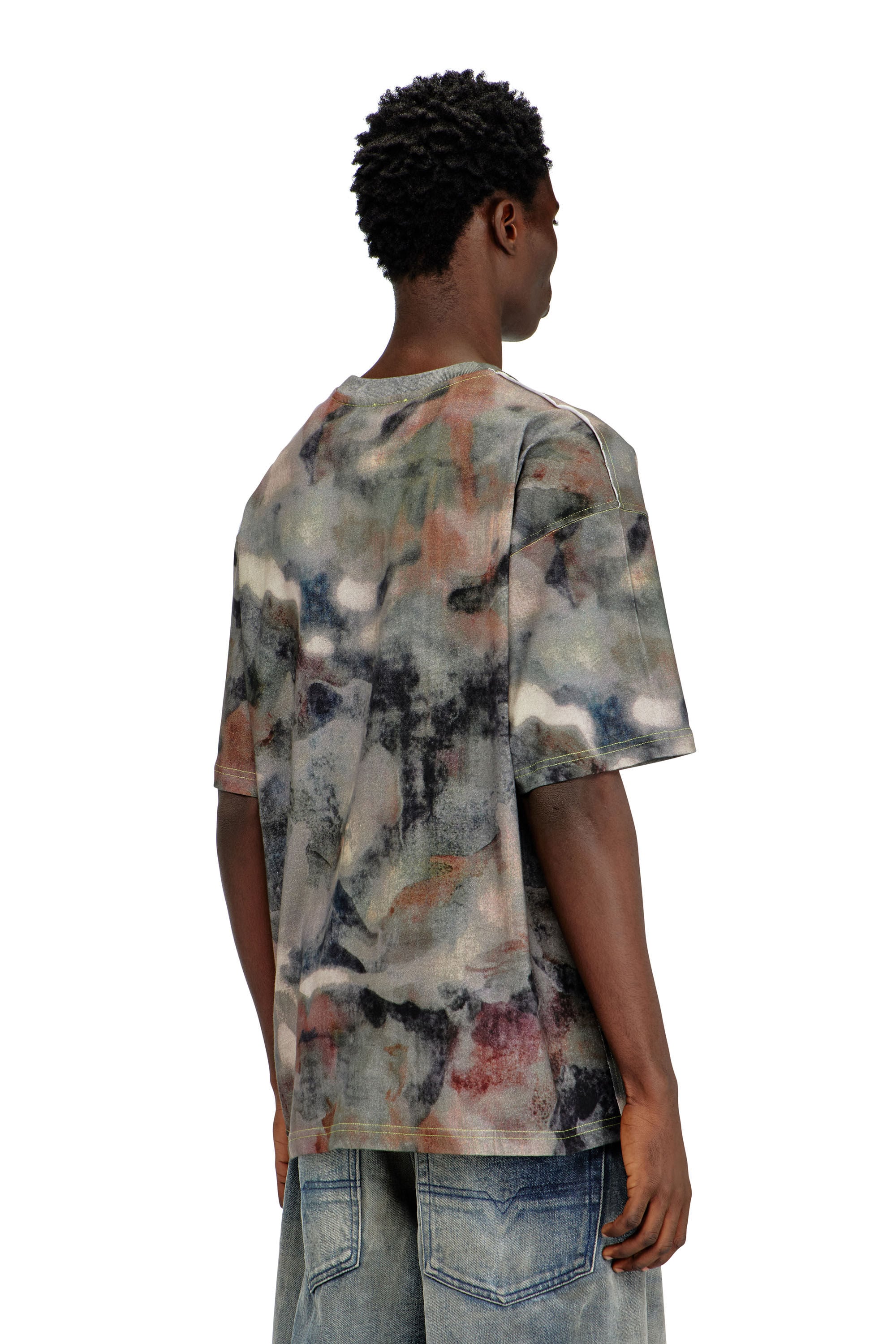 Men's Heavy cotton T-shirt with camo print | Multicolor | Diesel US