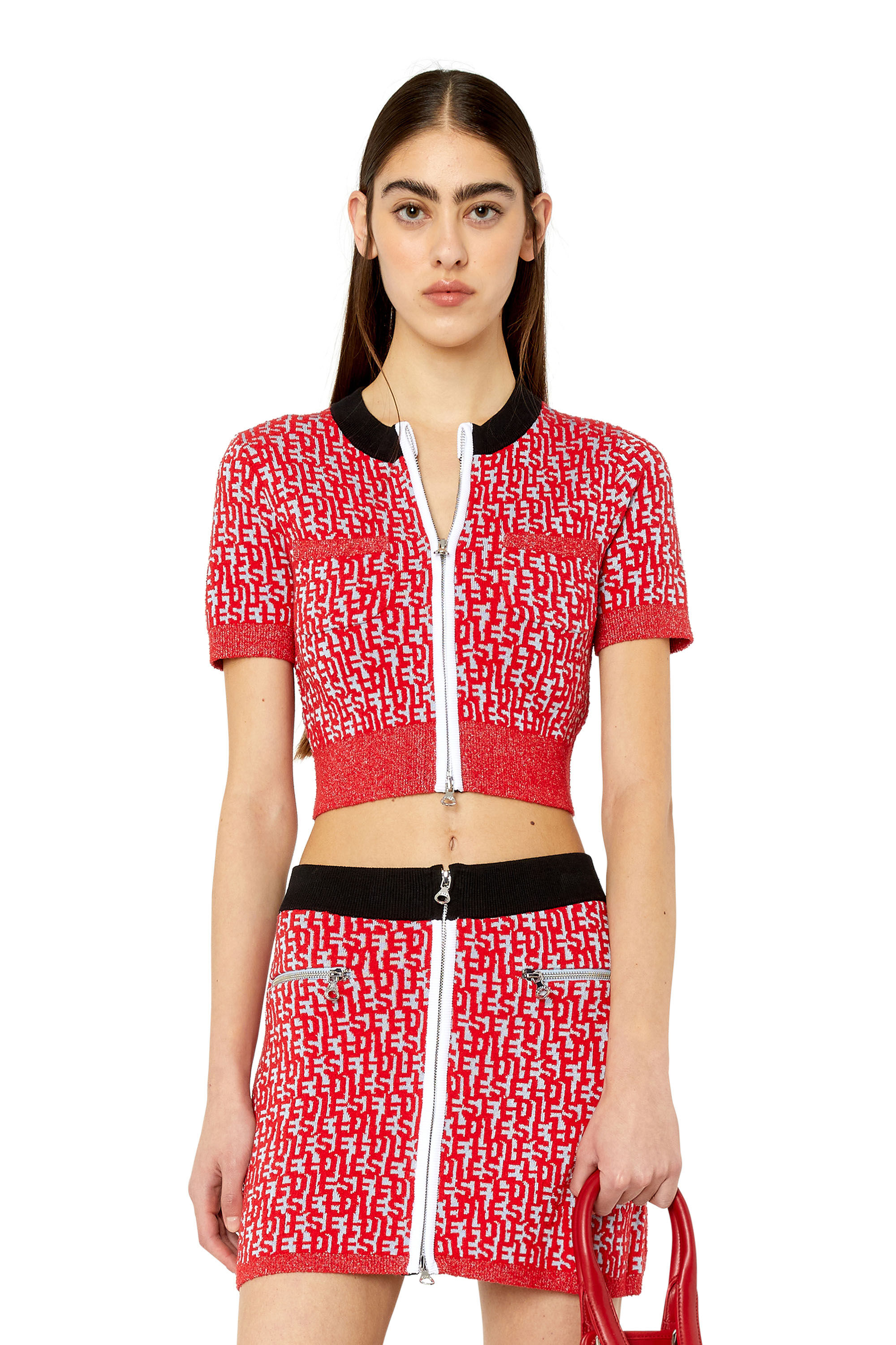 M-ATHILDE Woman: Mini cardigan with bouclé-knit monogram | Diesel