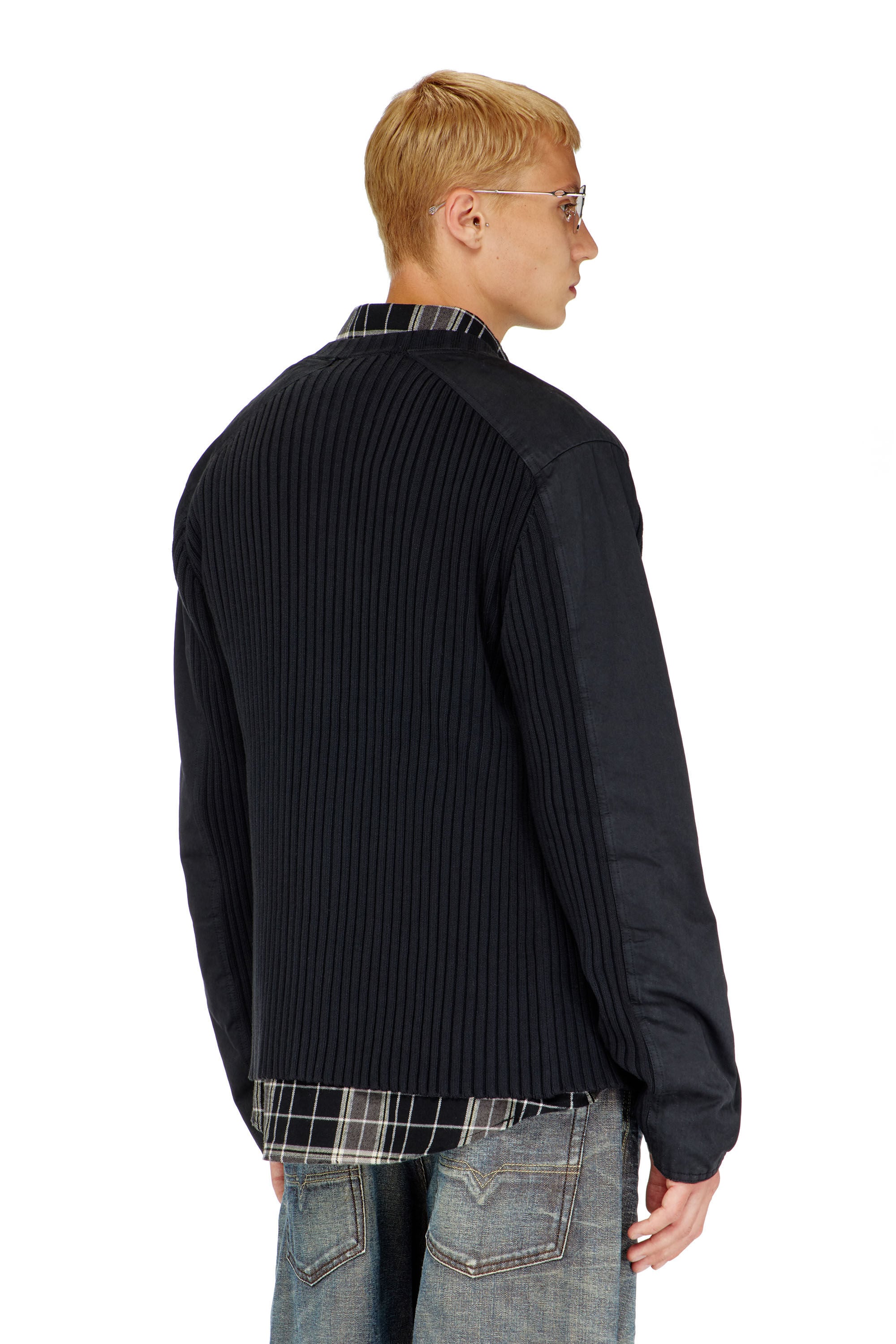 Diesel - K-MATTY, C&aacute;rdigan con cremallera y paneles utility Hombre in Negro - 4