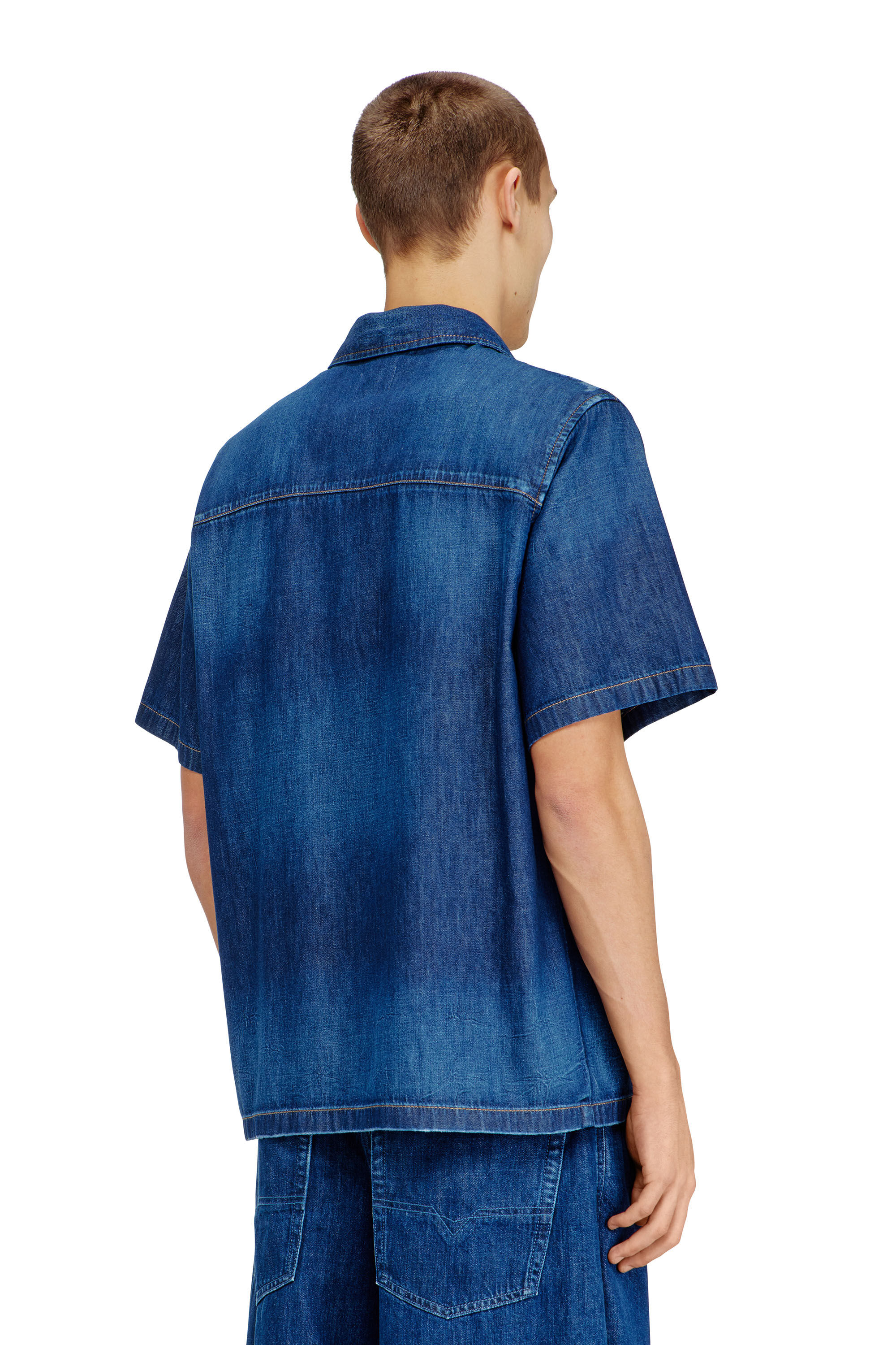 Men's Denim short-sleeve shirt | Blue | Diesel