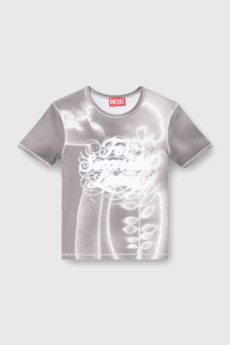Top in ribbed jersey with graphic print by Diesel