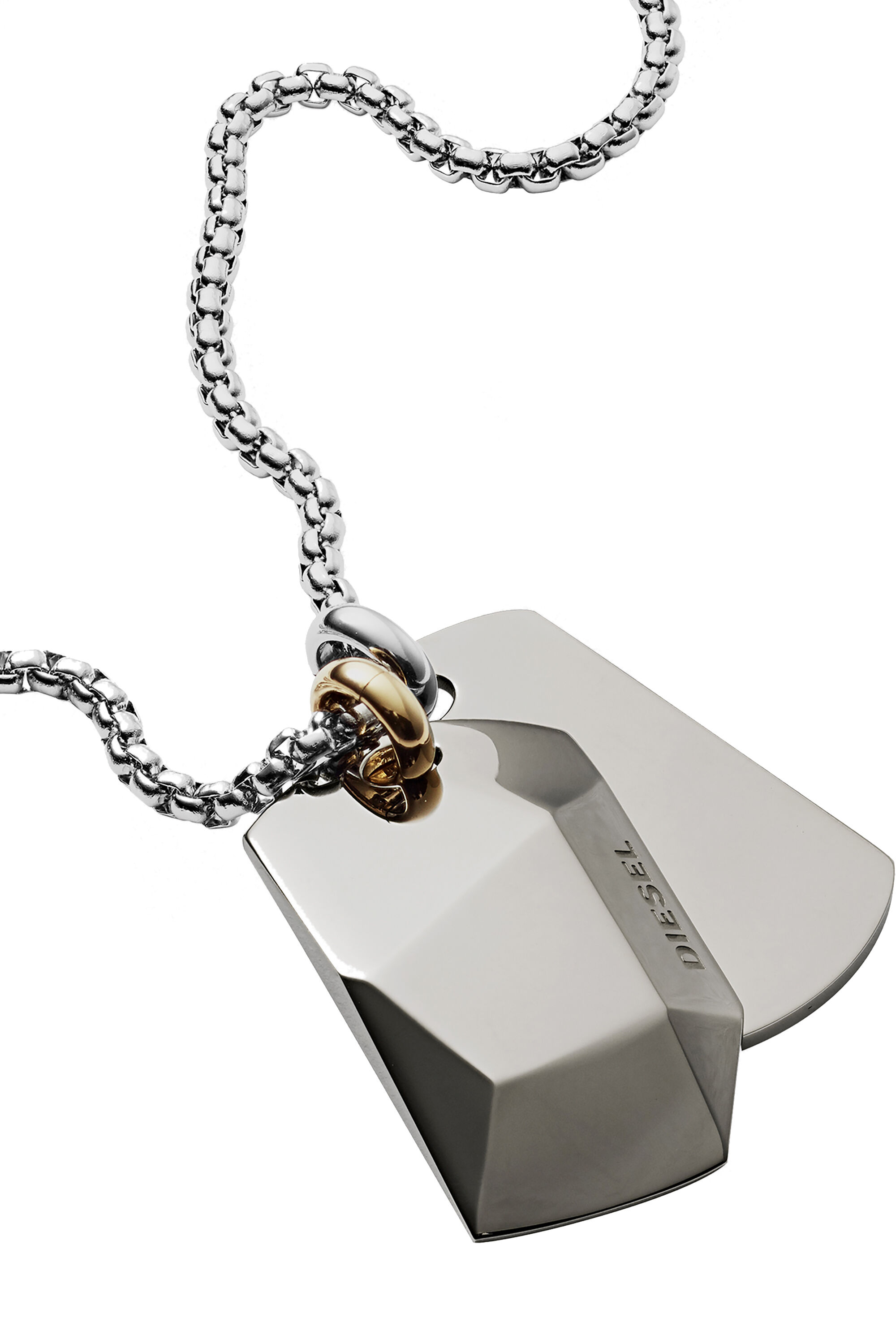 Diesel - DX1143, Collier en acier inoxydable avec double plaque Homme in Gris argenté - 1