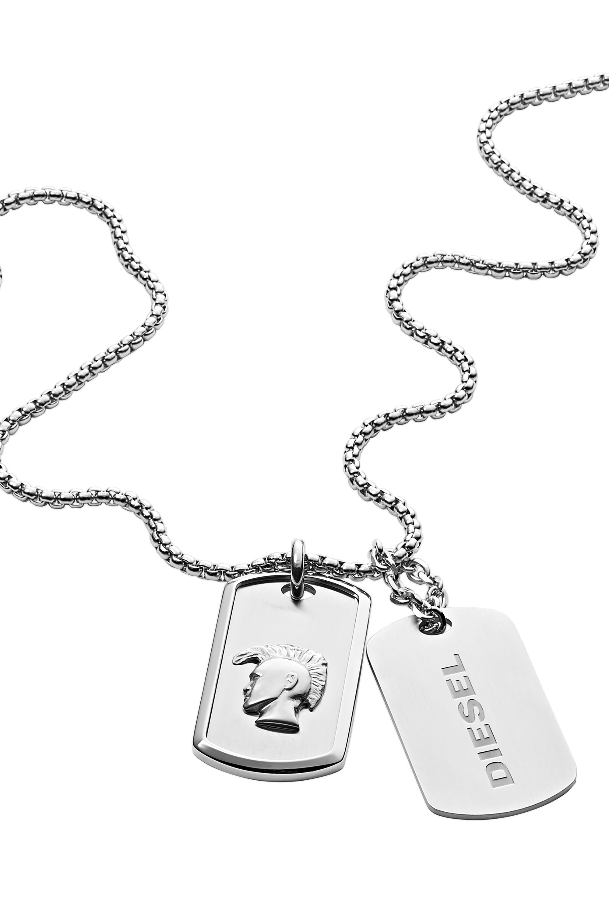 Diesel - DX1210, Male's Stainless Steel Double Dog Tag Necklace in Silver - 1