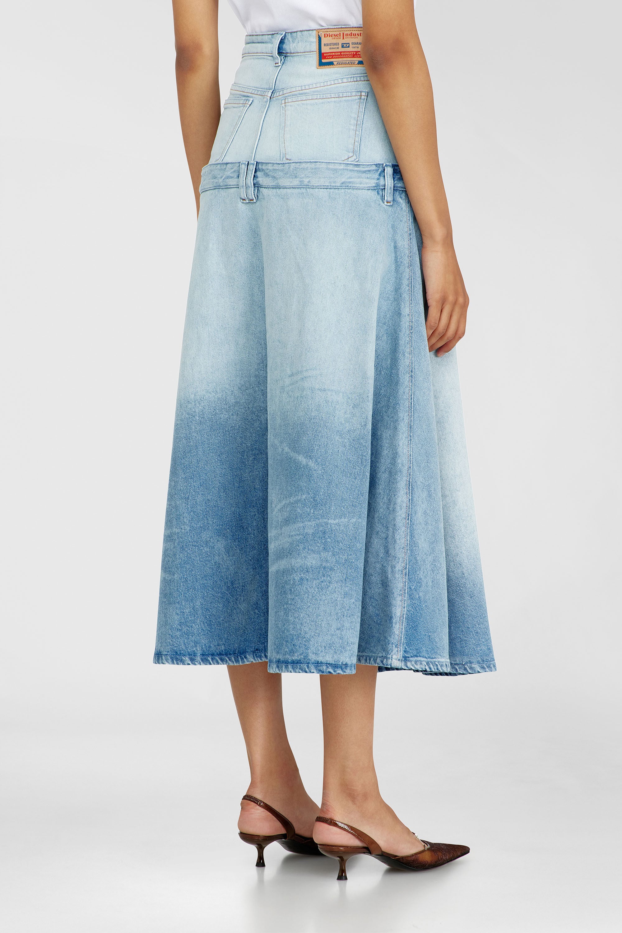 Diesel - DE-VORYA-S, Woman's Denim skirt with layered design in Light Blue - 4