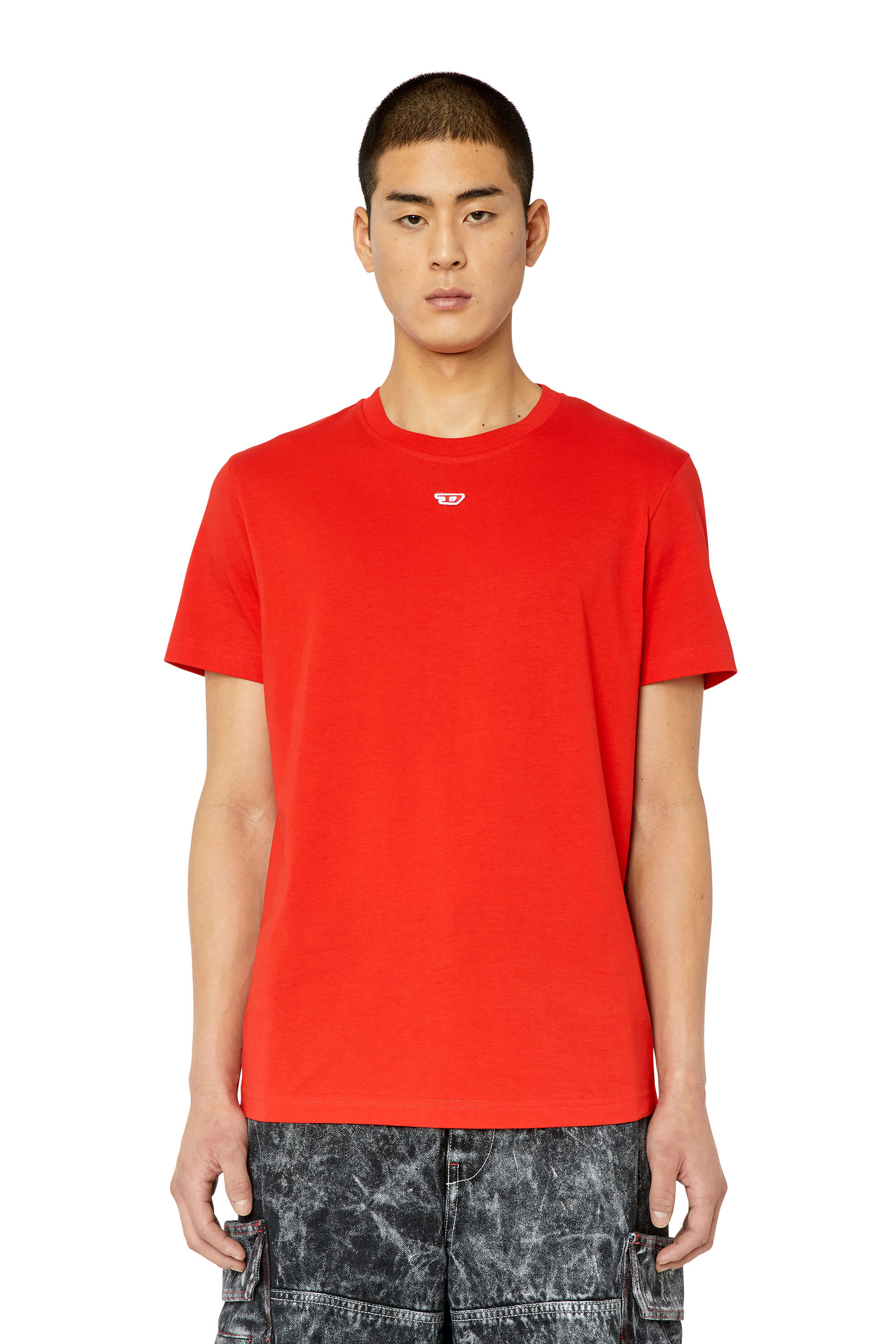Diesel - T-DIEGOR-D, T-shirt avec empiècement D Homme in Rouge - 3