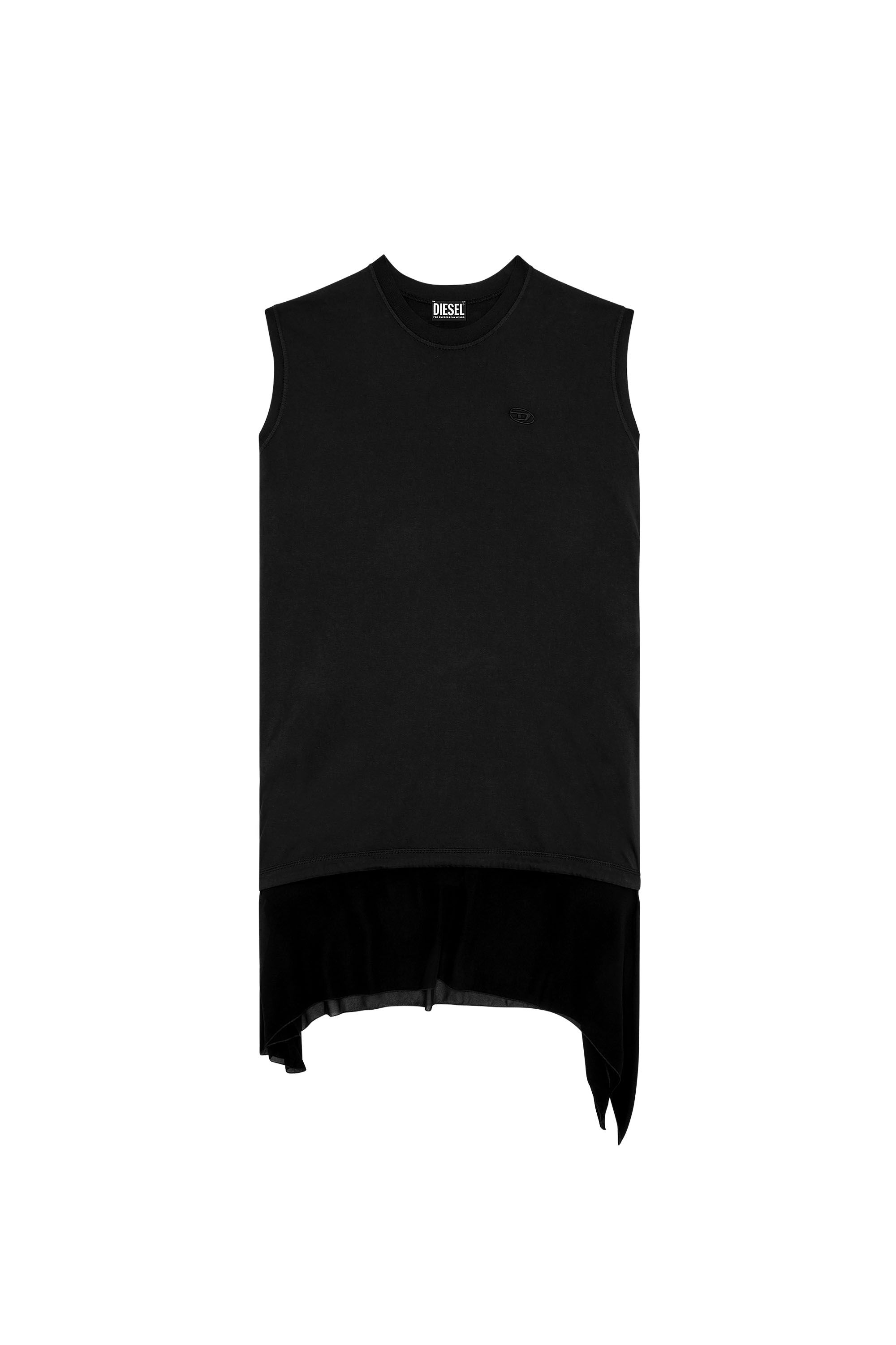 Diesel - D-ROLLETTY, Woman's T-shirt dress with georgette hem in Black - 2