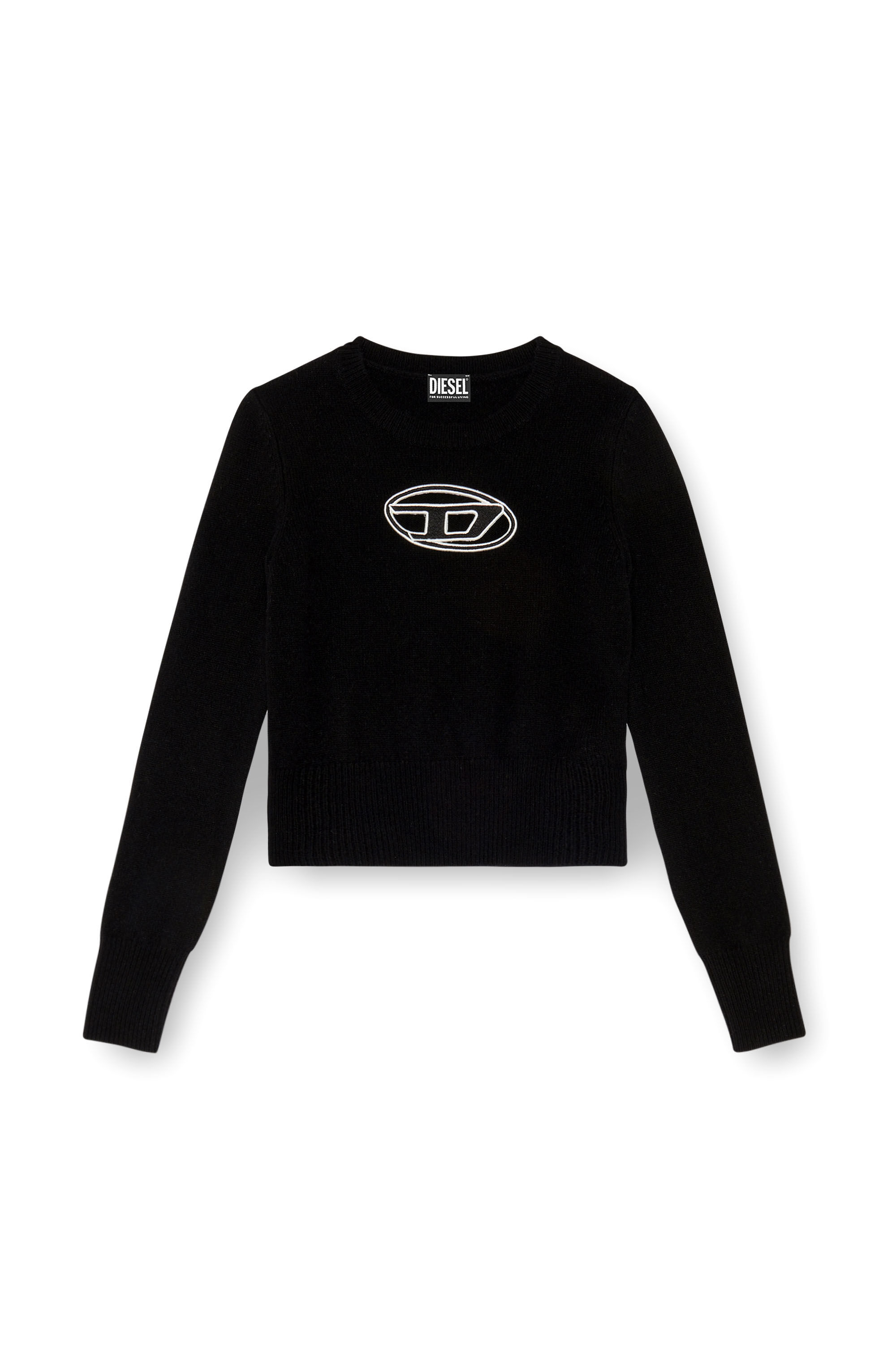 Diesel - M-AREESA, Female's Jumper with embroidered cut-out logo in Black - 2