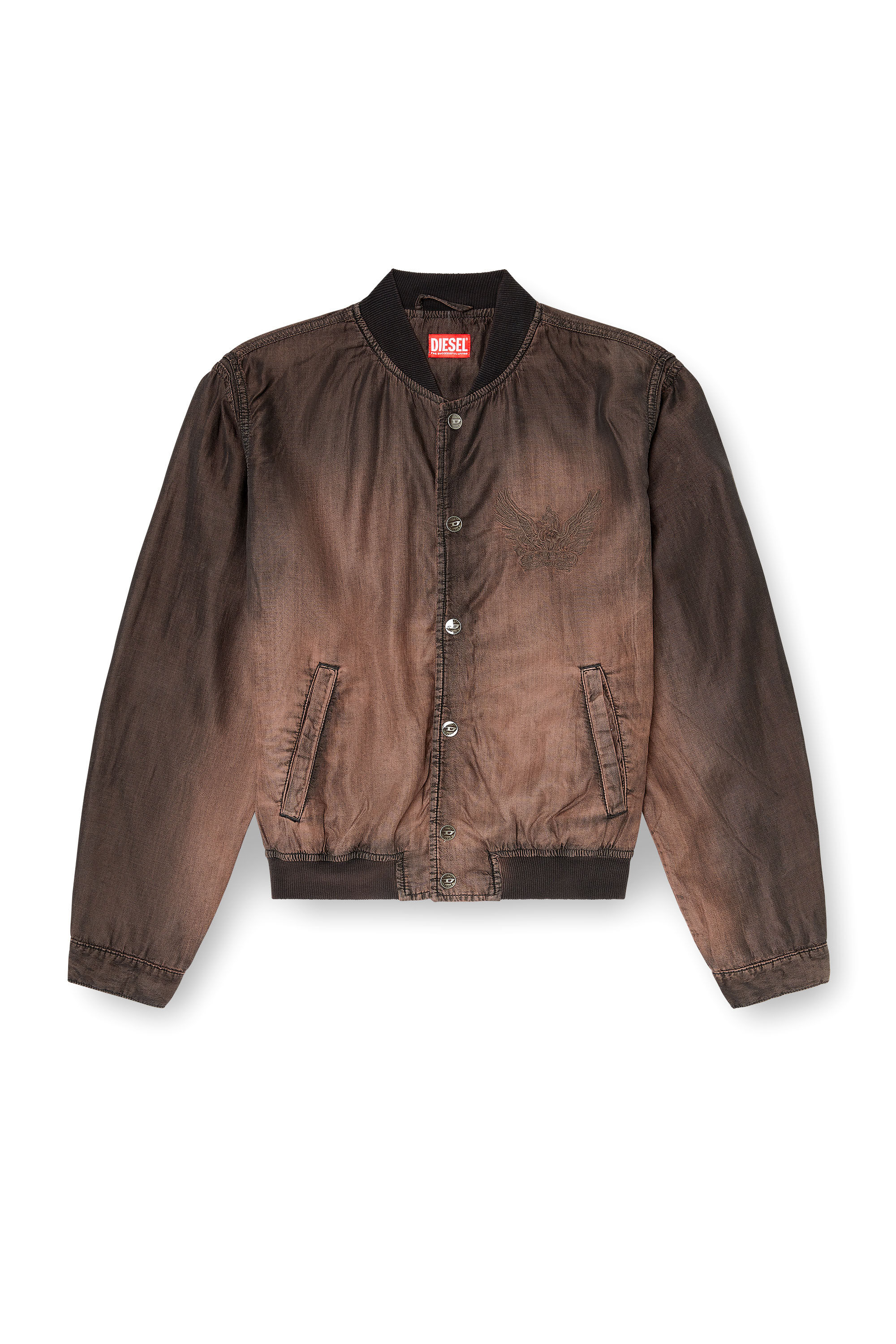 Men's Bomber jacket in fluid coated denim | Brown | Diesel