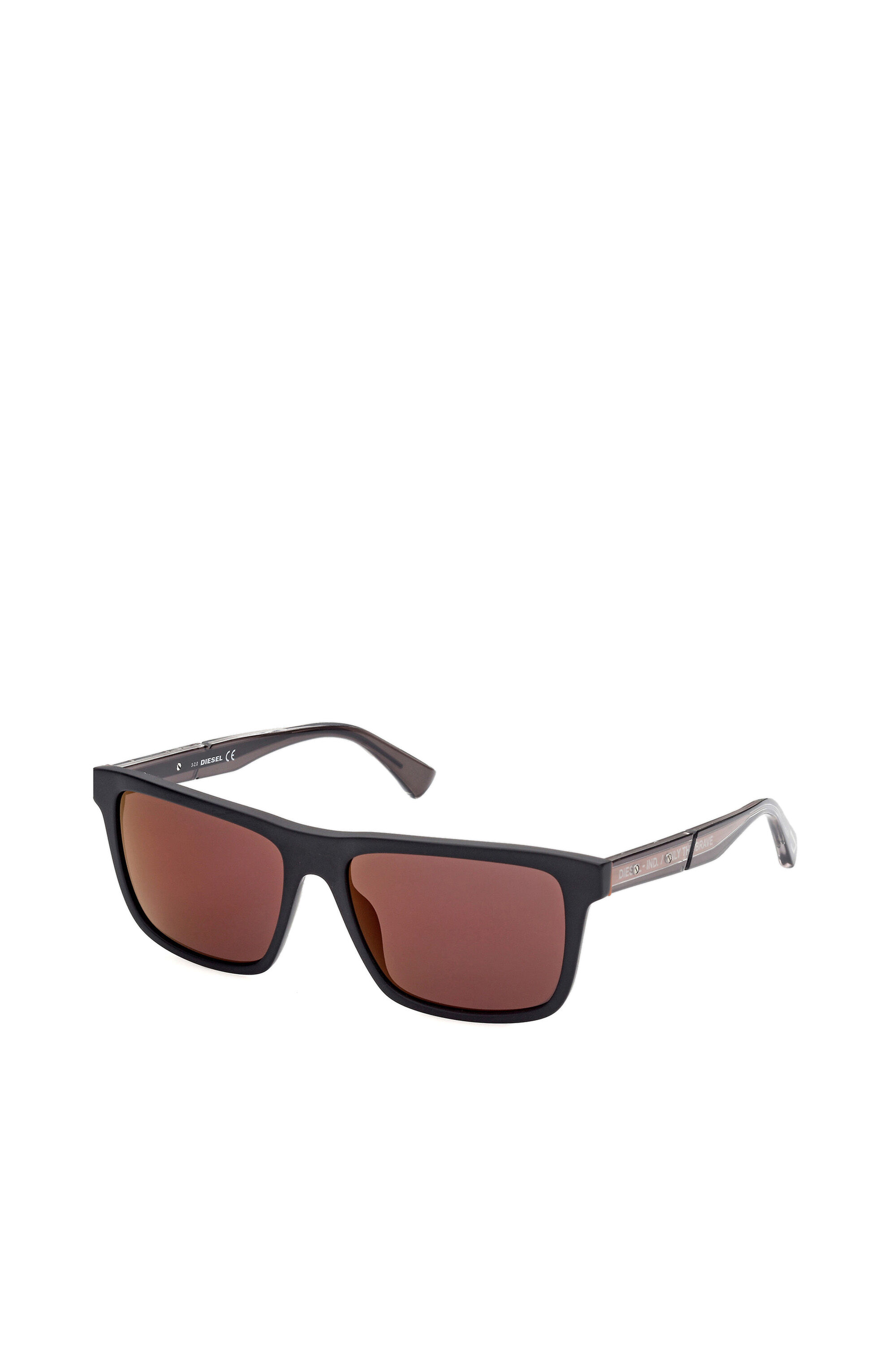 Diesel - DL0349, Man's Easy to wear sunglasses with crystal injected temples in Black/Red - 2
