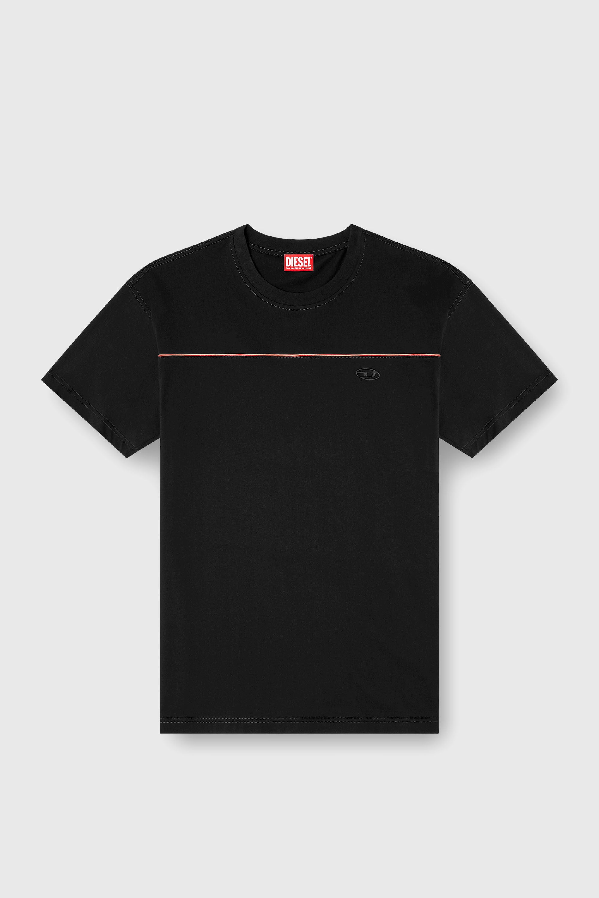 Men's T-shirt with contrast piping | Black | Diesel US