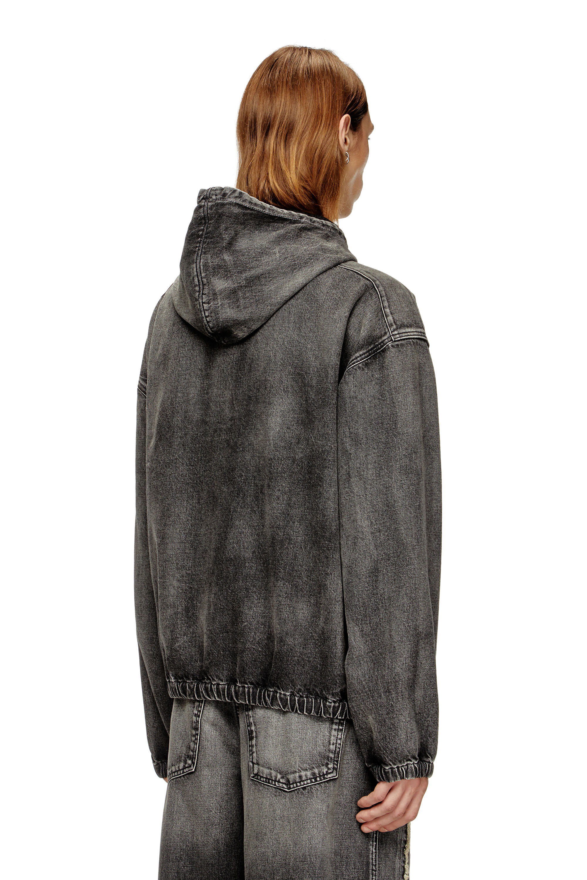 Diesel - THUGJACK, Unisex's Hooded jacket in faded denim in Black - 5