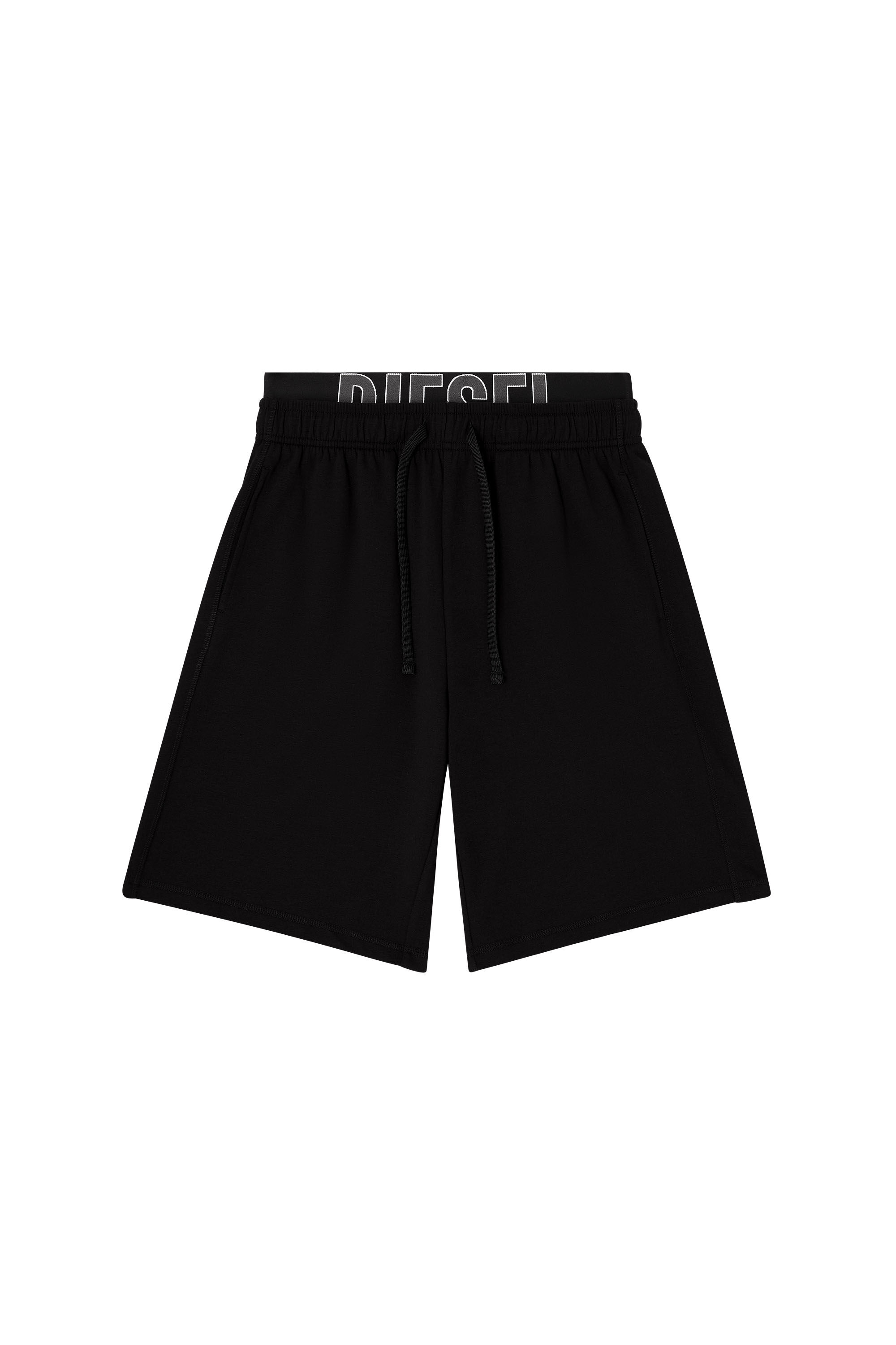 Men's Cotton lounge shorts with Diesel logo | Black | Diesel