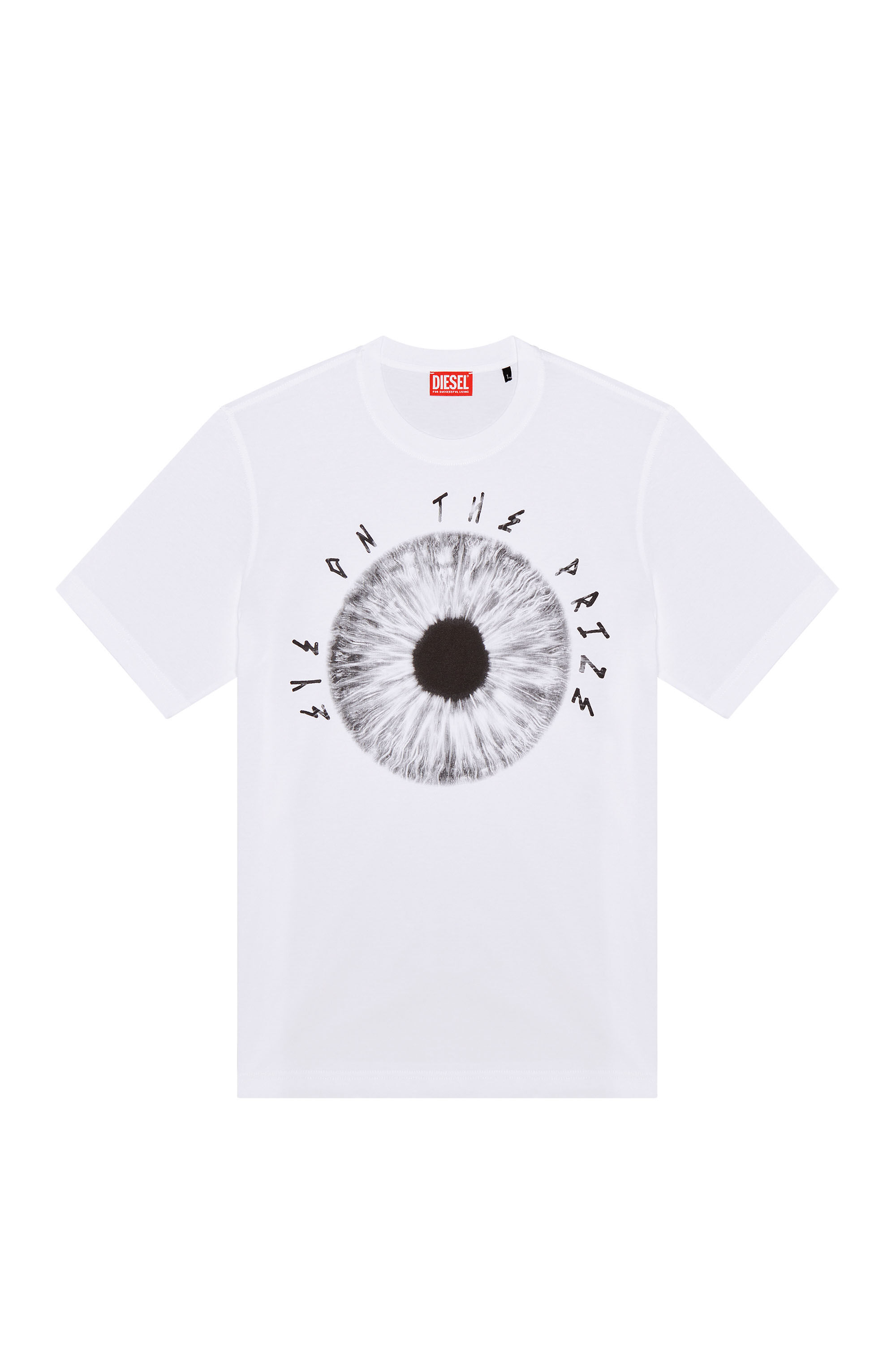 Diesel - T-JUST-L19, Male's T-shirt with Eye on the Prize print in White - 2