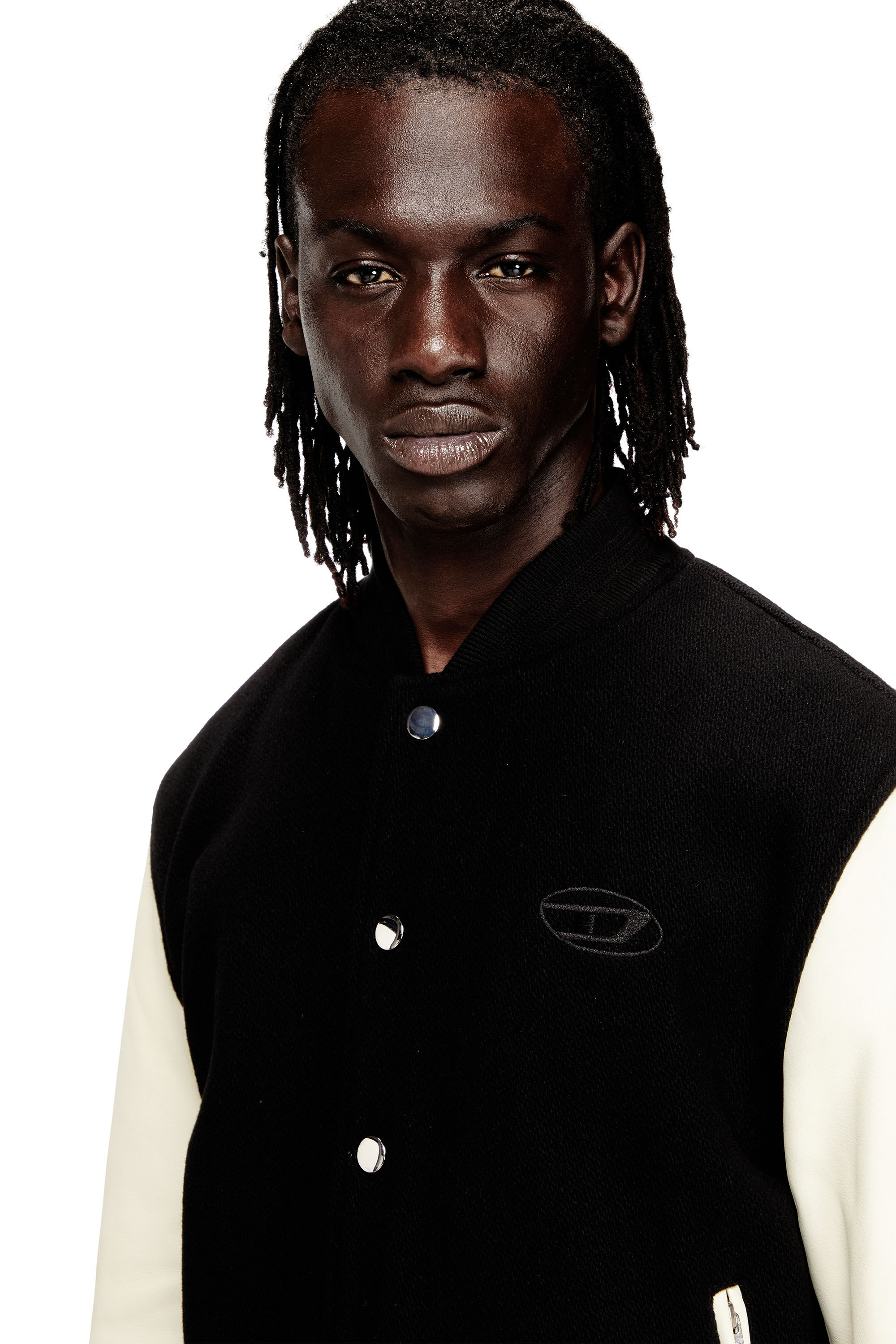 Men's Bomber jacket in wool blend and leather | Multicolor | Diesel