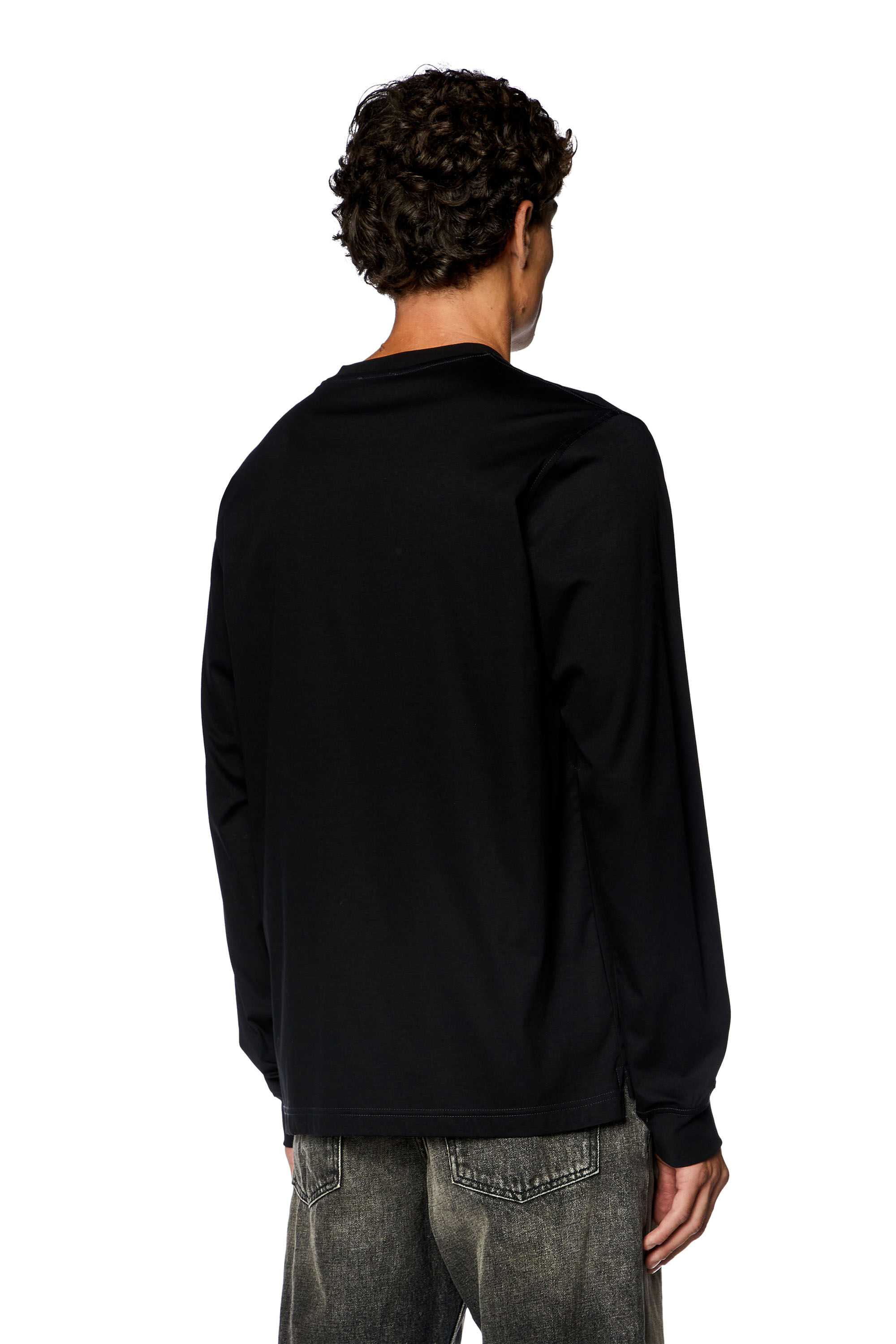 Diesel - T-MUST-LS-SLITS-N, T-shirt à manches longues avec imprimés à haute densité Homme in Noir - 5
