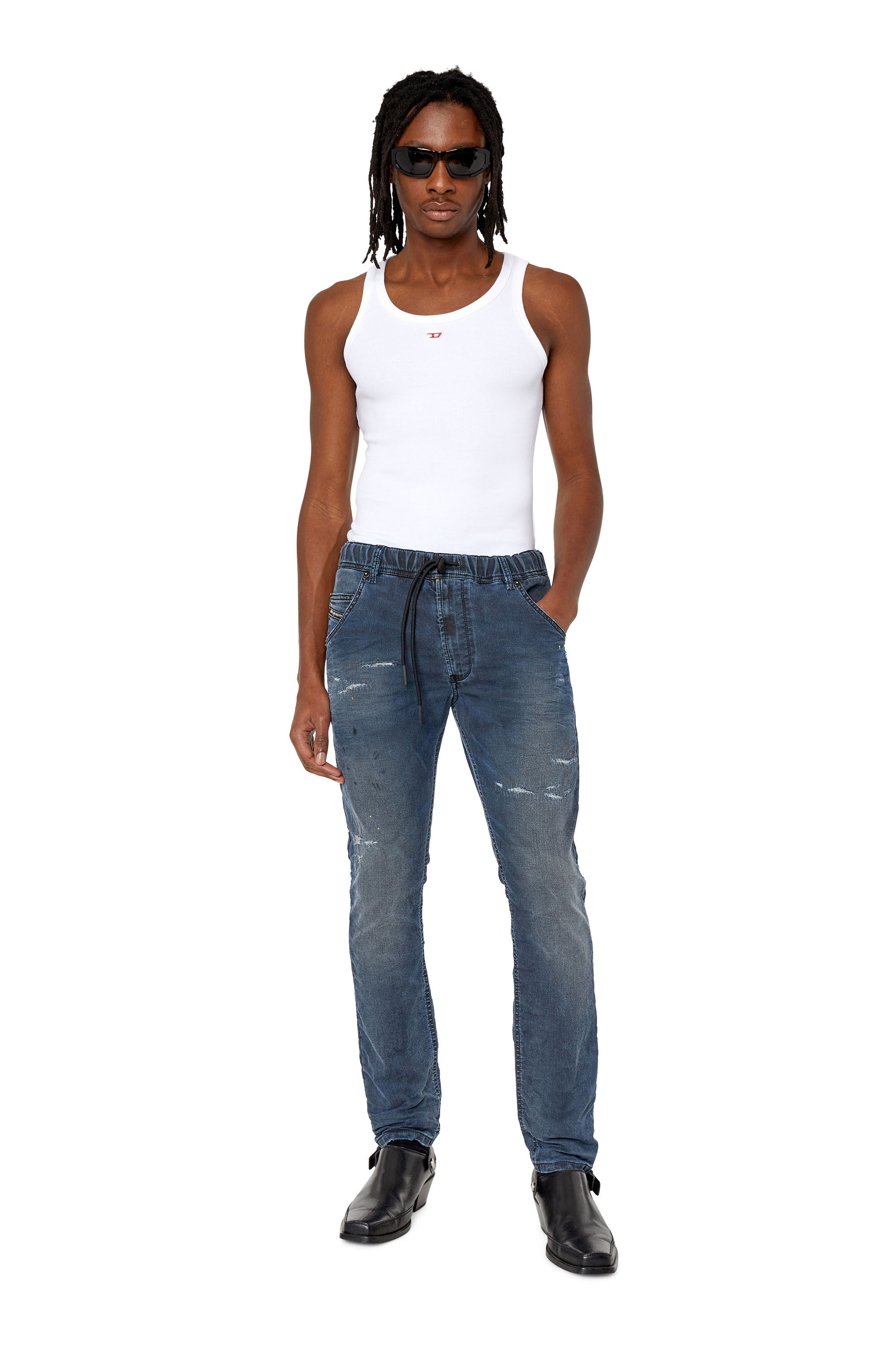 Diesel - Tapered 2030 D-Krooley Joggjeans® 069QH, Male's Tapered 2030 D-Krooley Joggjeans® in Dark Blue - 1