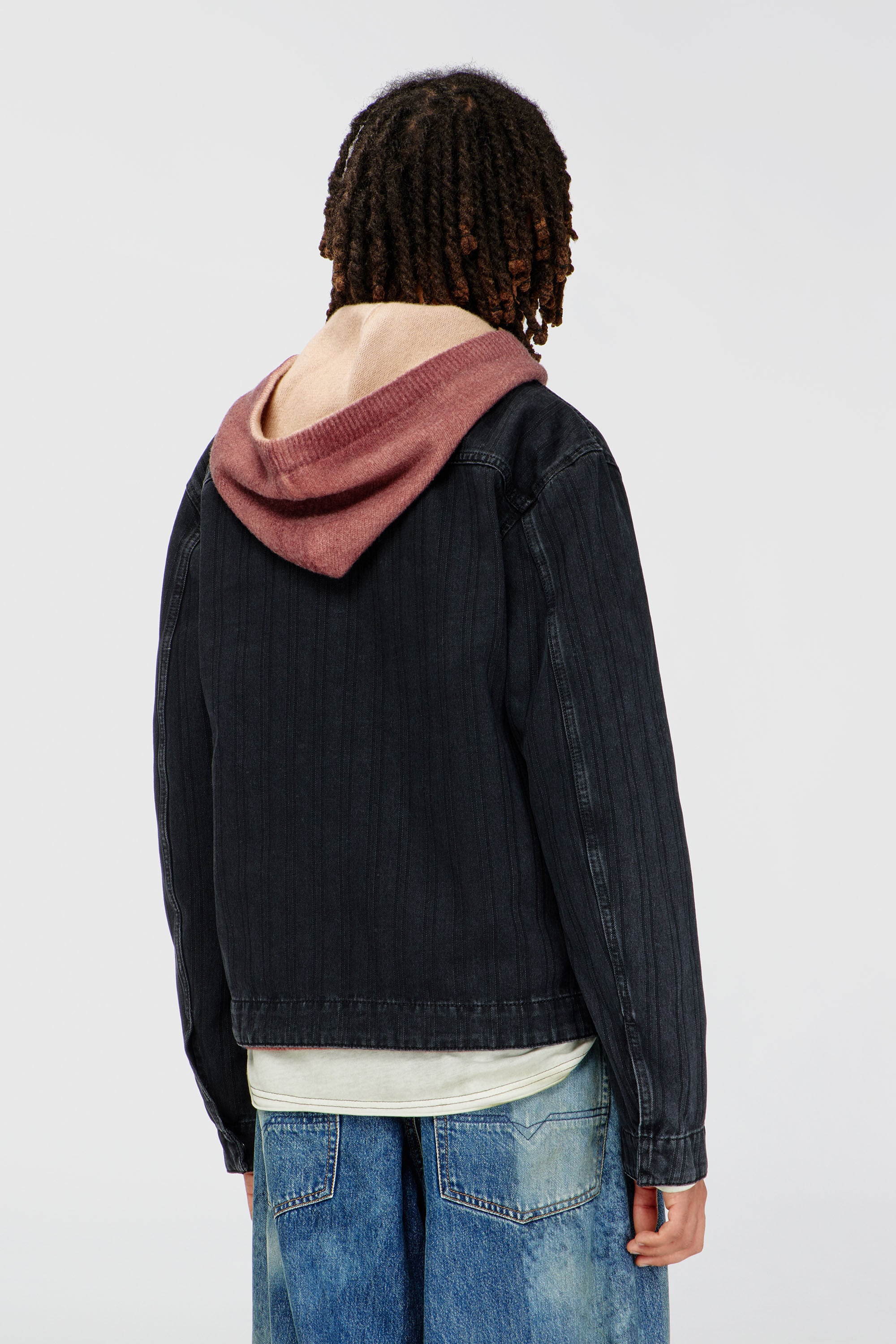 Diesel - D-ROHE, Veste en denim &agrave; rayures fines Homme in Noir - 5