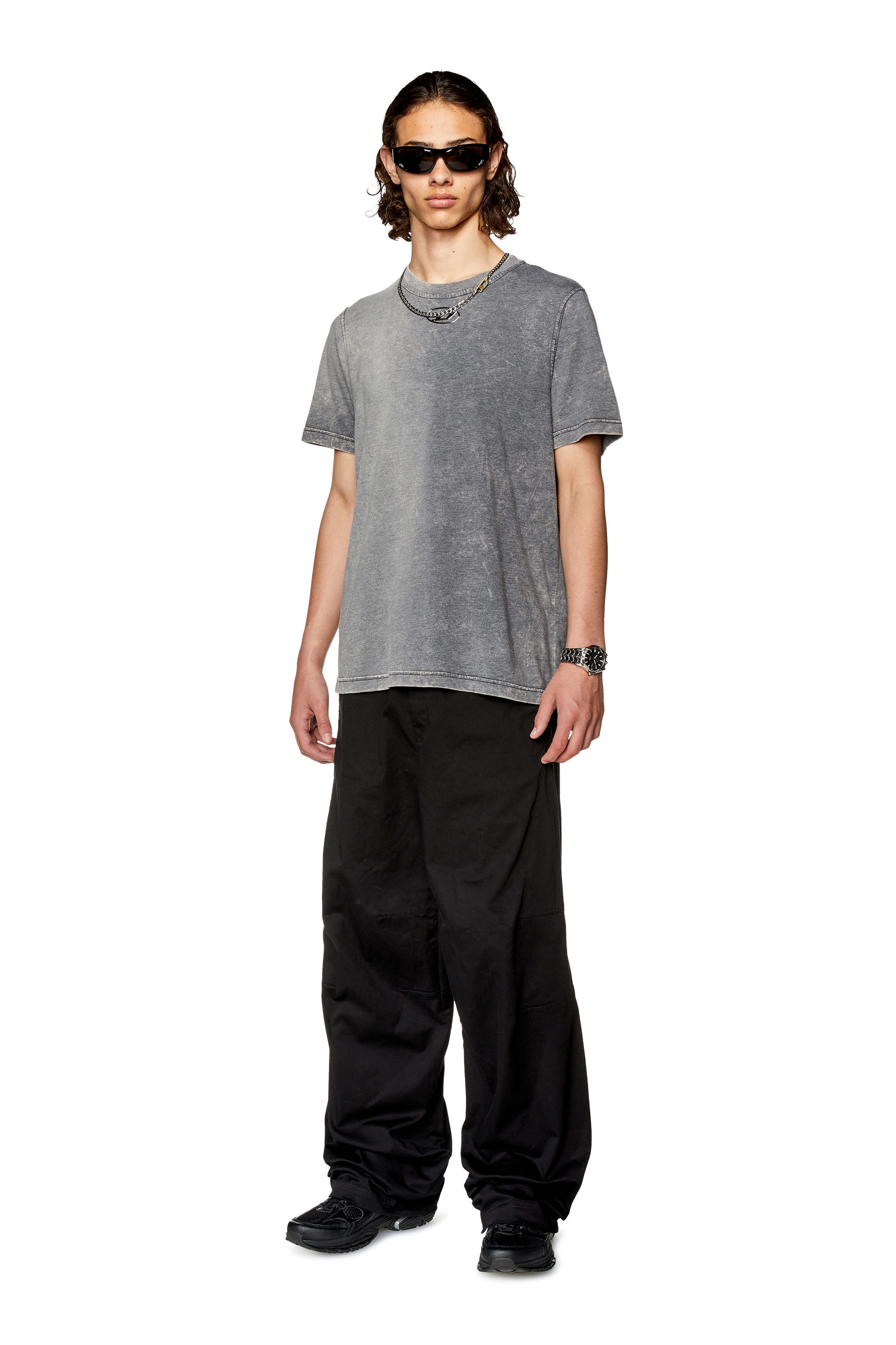 Diesel - P-JADD, Male's Gabardine pants with elasticated waist in Black - 1