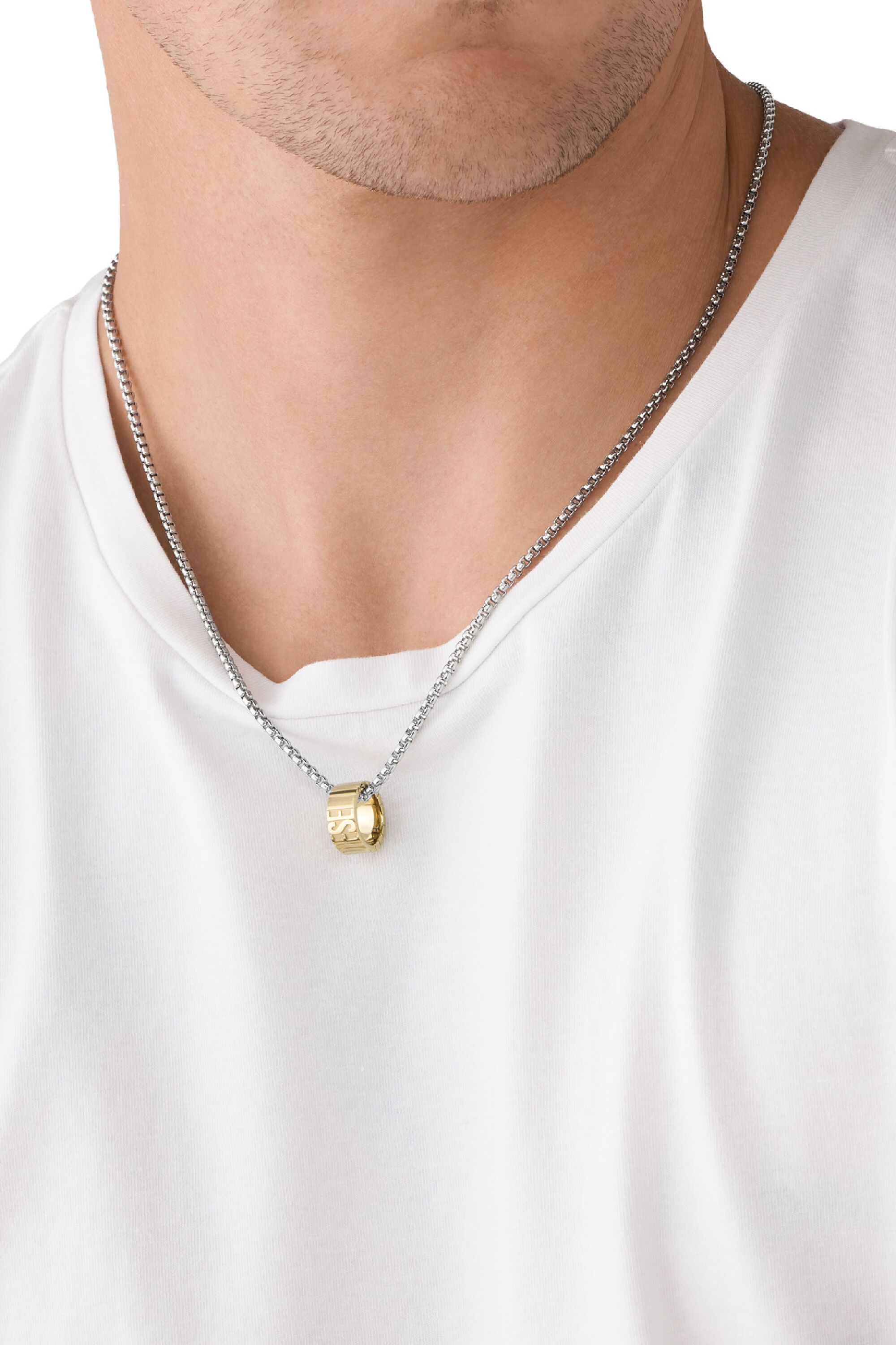 Men's Two-tone stainless steel chain necklace | Gold | Diesel