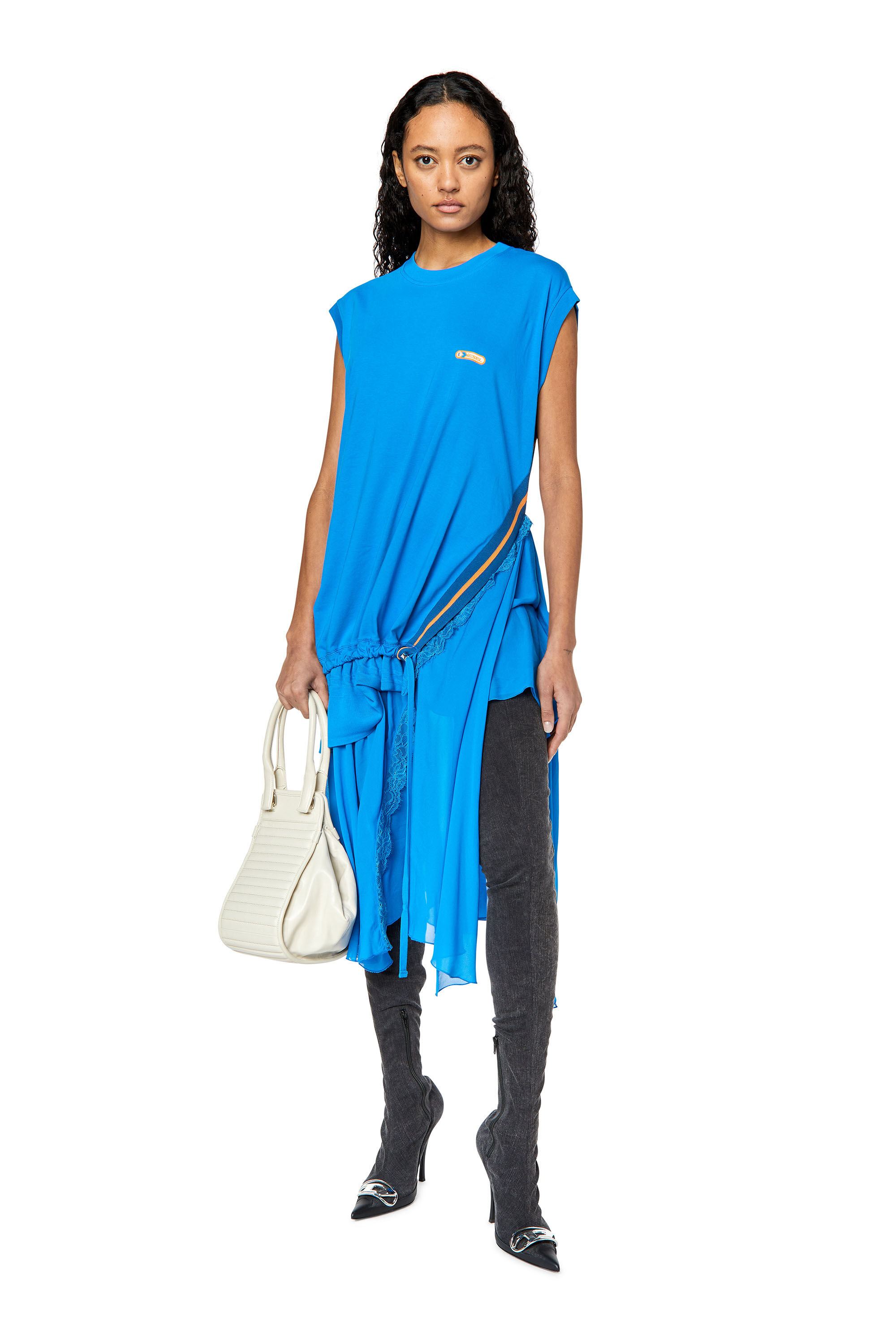 Diesel - D-ROLLACE, Female's Sleeveless dress with crêpe hem in Blue - 1