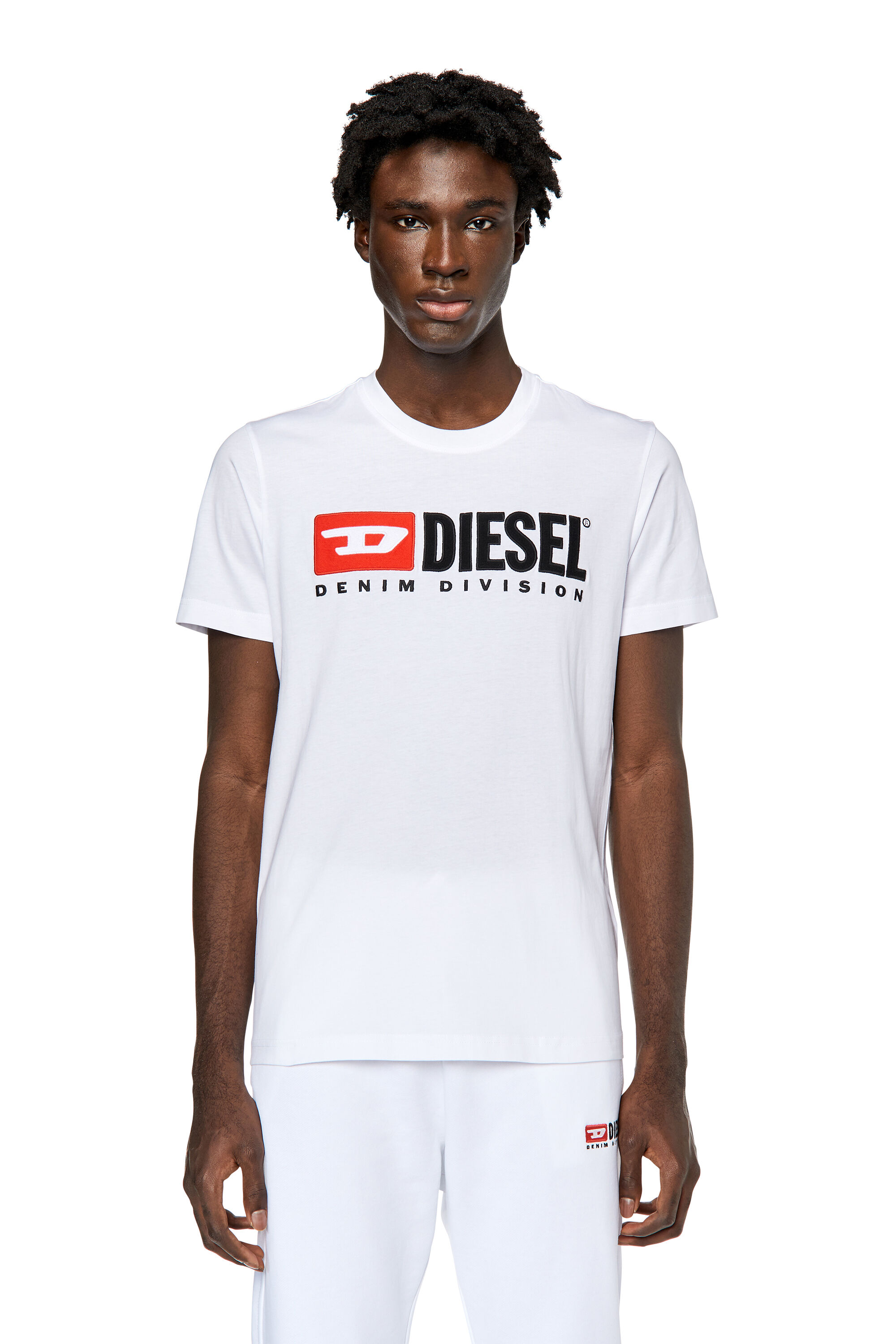 Diesel - T-DIEGOR-DIV, T-shirt avec logo brodé Homme in Blanc - 3