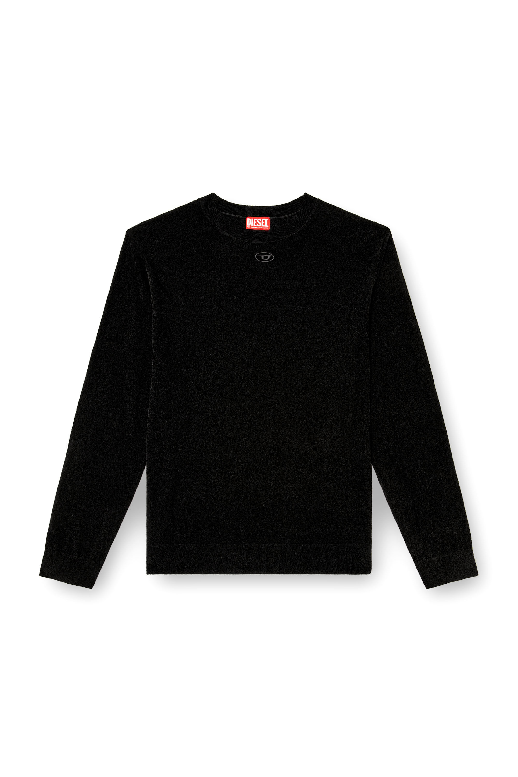Diesel - K-CEVRO, Man's Chenille jumper with cut-out logo in Black - 5