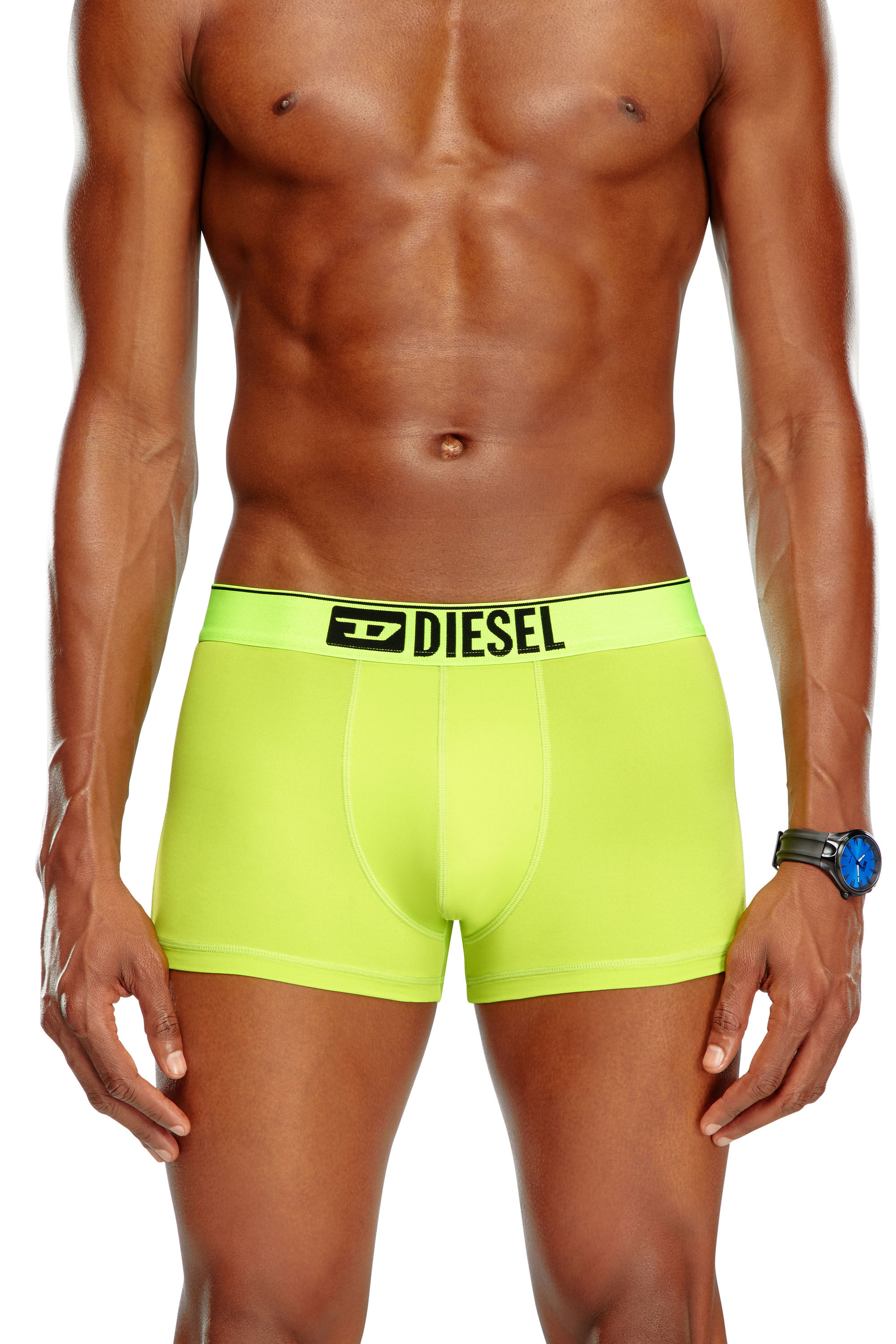 Diesel - UMBX-DAMIEN-CUT, Boxer en microfibre avec taille à logo Homme in Jaune - 1