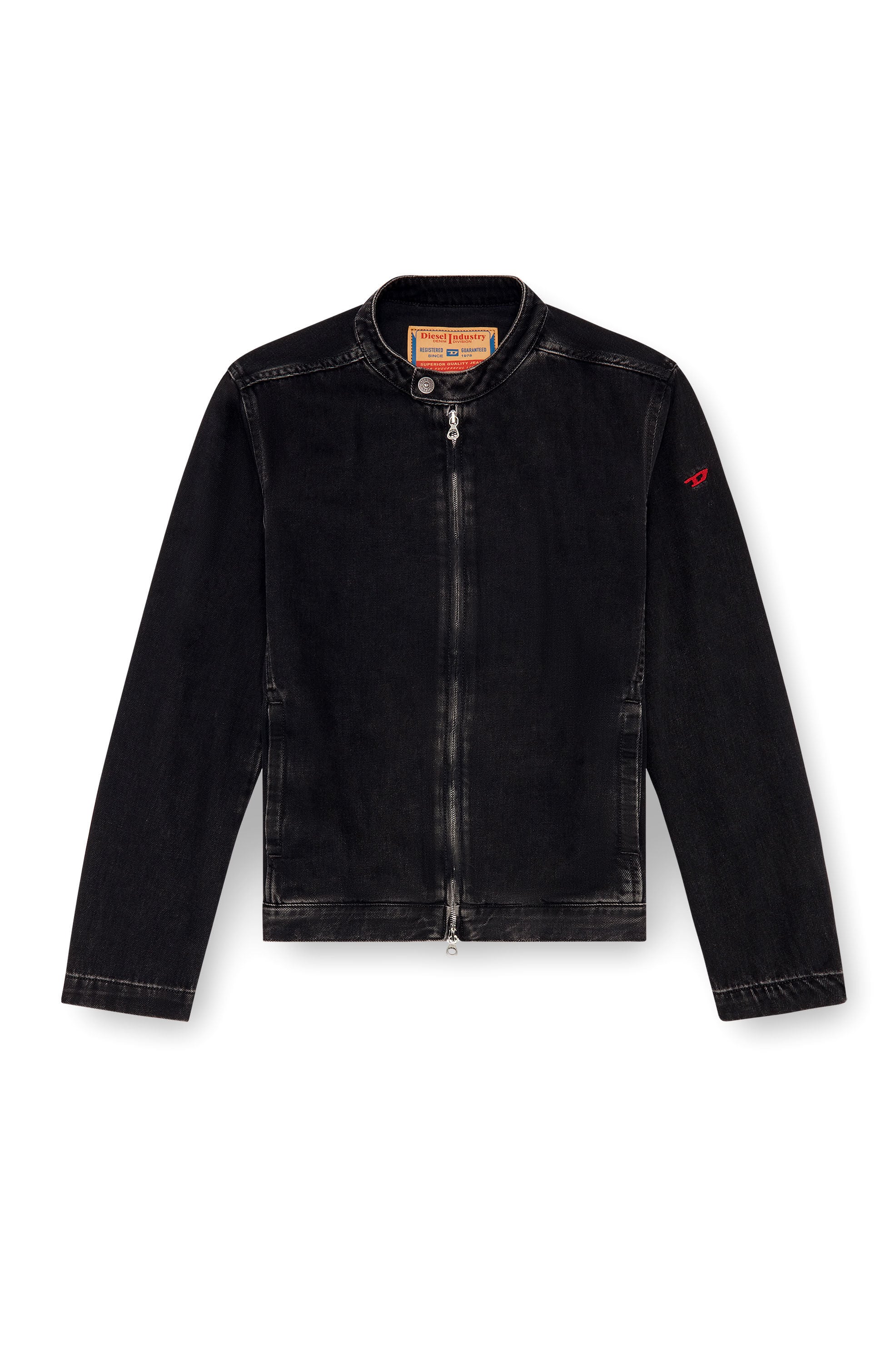 Diesel - D-GLORY, Male's Moto jacket in clean-wash denim in Black - 2