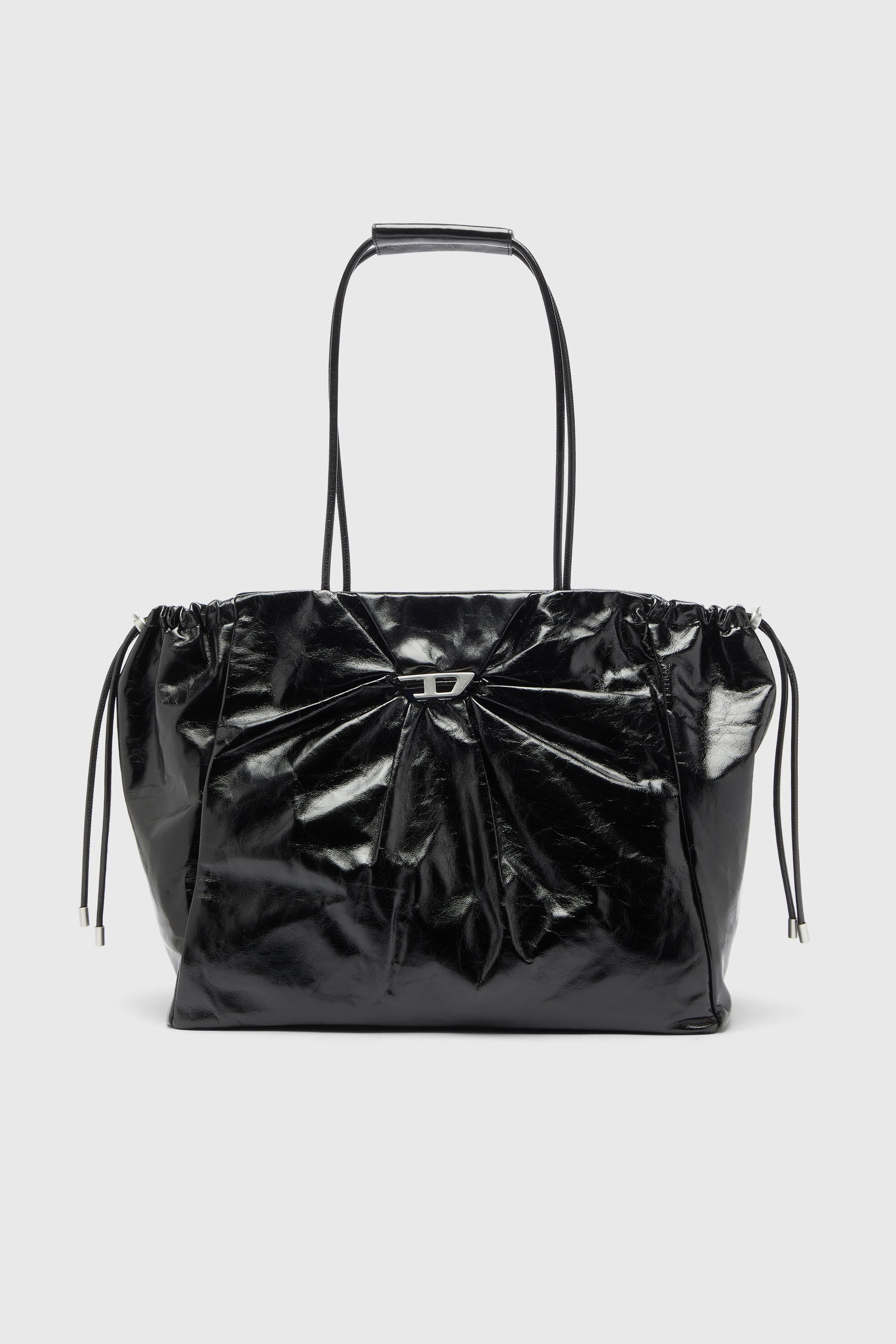 Diesel - SCRUNCH-D TOTE E/W, Scrunch-D - Bolso tote de piel brillante arrugada Mujer in Negro - 2