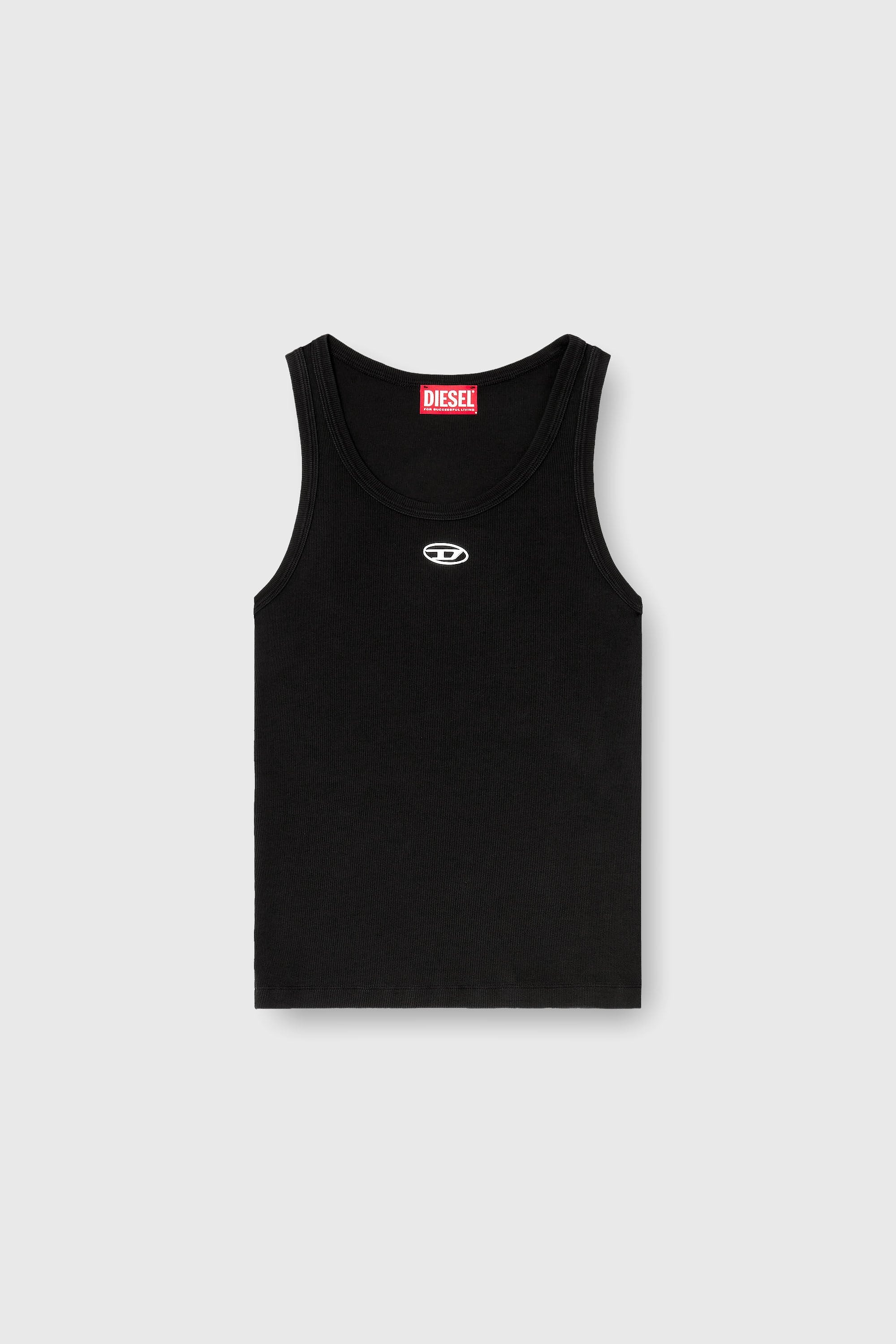 Diesel - T-ANKI-OD, Female's Slim ribbed tank top with metallic Oval D in Black - 2