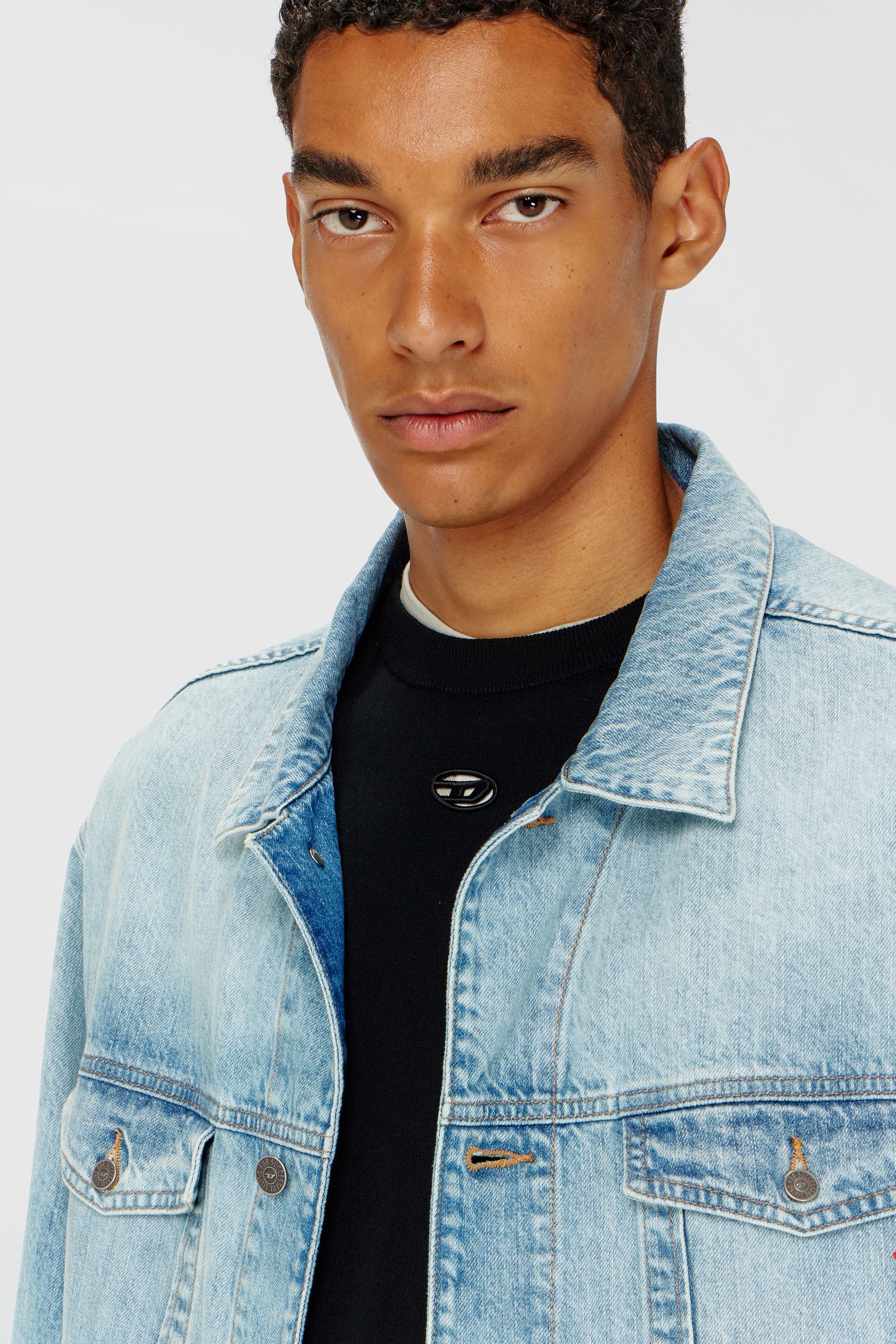 Diesel - K-VALIAM, Male's Wool jumper with cut-out logo in Black - 5