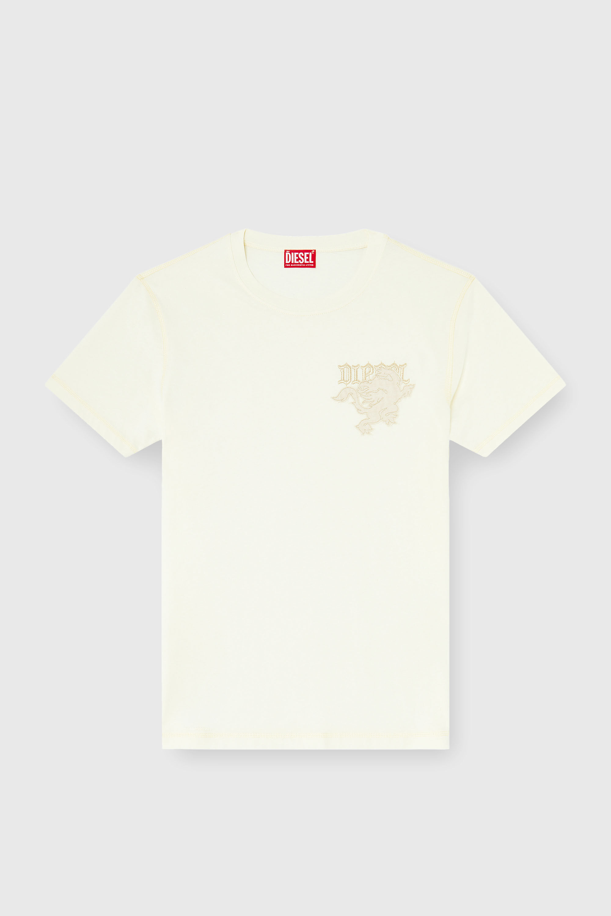 Diesel - T-ADJUST-NOTCH, Male's Regular T-shirt with embroidered patch in White - 2