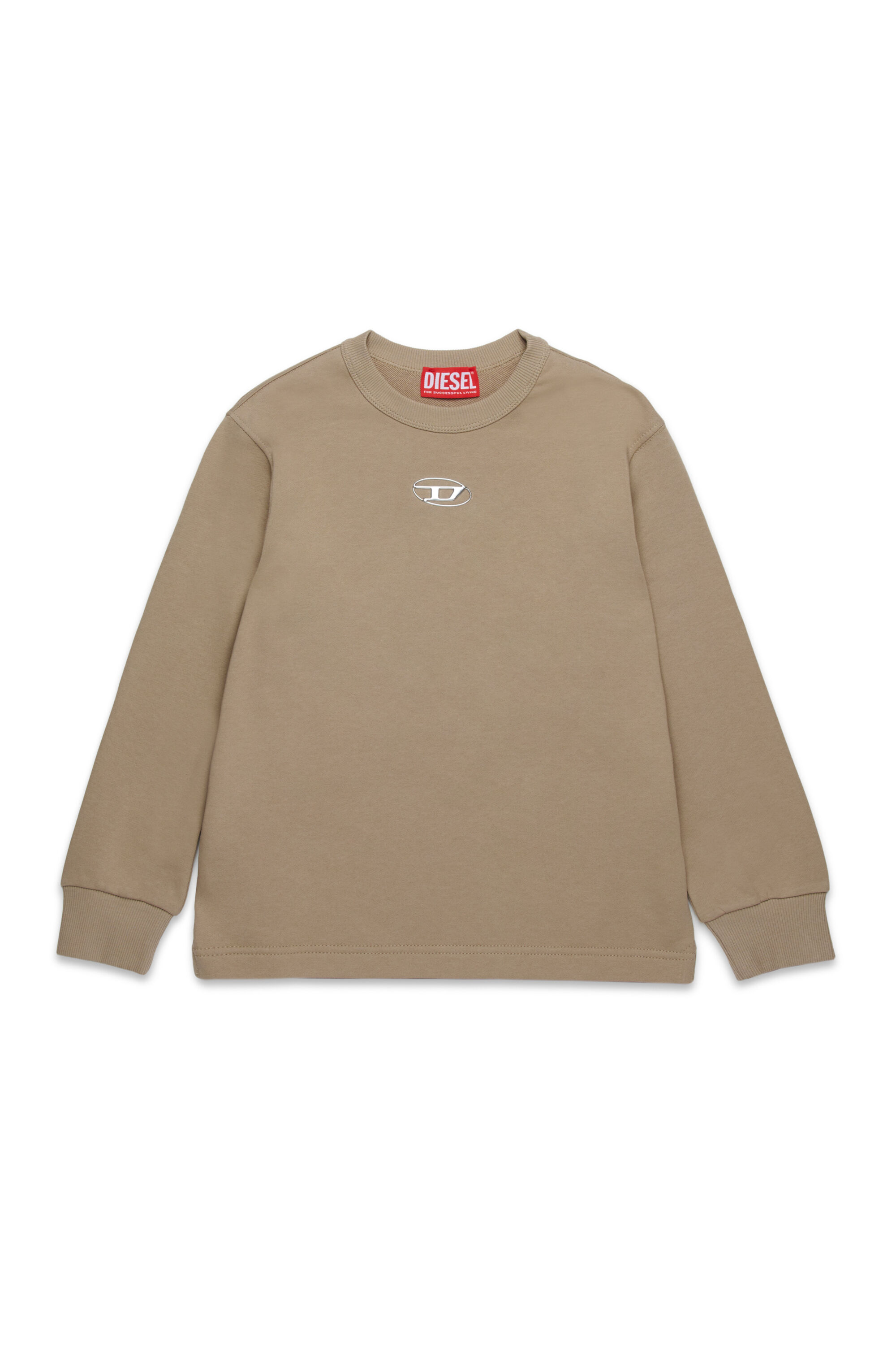 Diesel - SMACSISOD OVER, Male's Sweatshirt with metal-look Oval D logo in Light Brown - 1