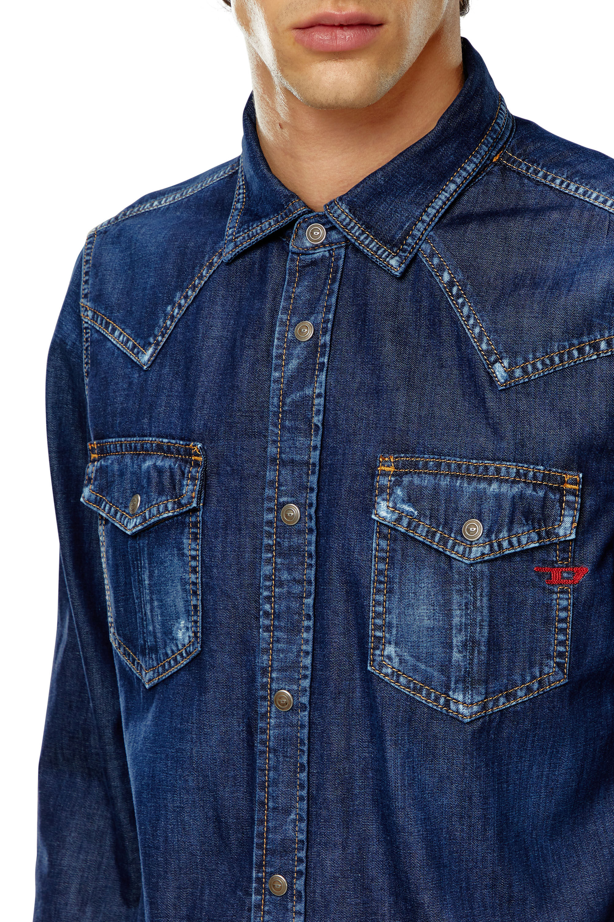 Diesel - D-VEGA, Surchemise en denim Homme in Bleu - 4
