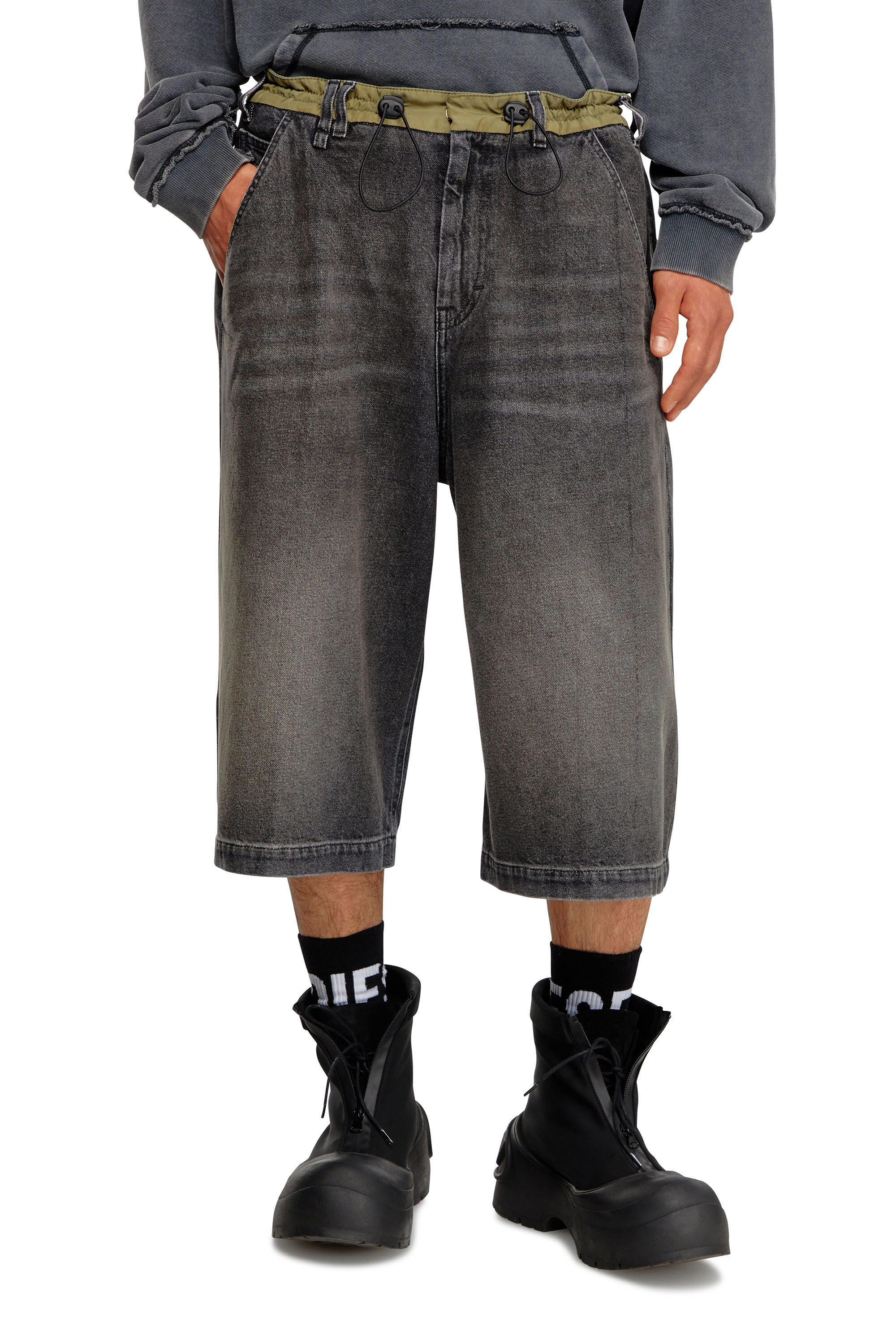 Diesel - D-ANDRE-SHORT-S, Bermuda ample en denim et nylon Homme in Noir - 3
